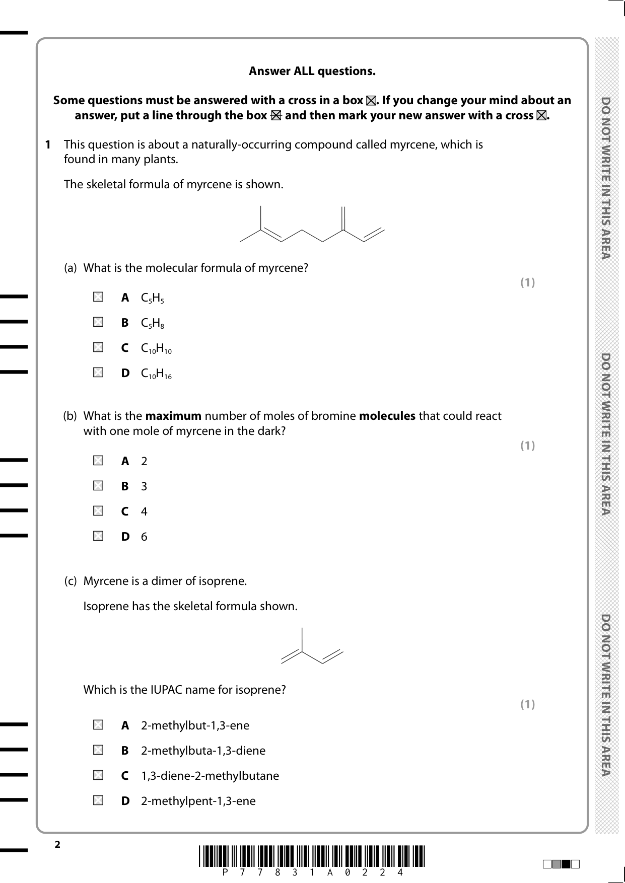 Pearson Edexcel AS Chemistry Paper 2 2025 Question Paper