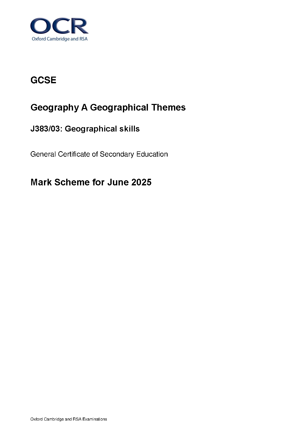 OCR GCSE Geography Paper 3 2025 Mark Scheme PDF IMG-1