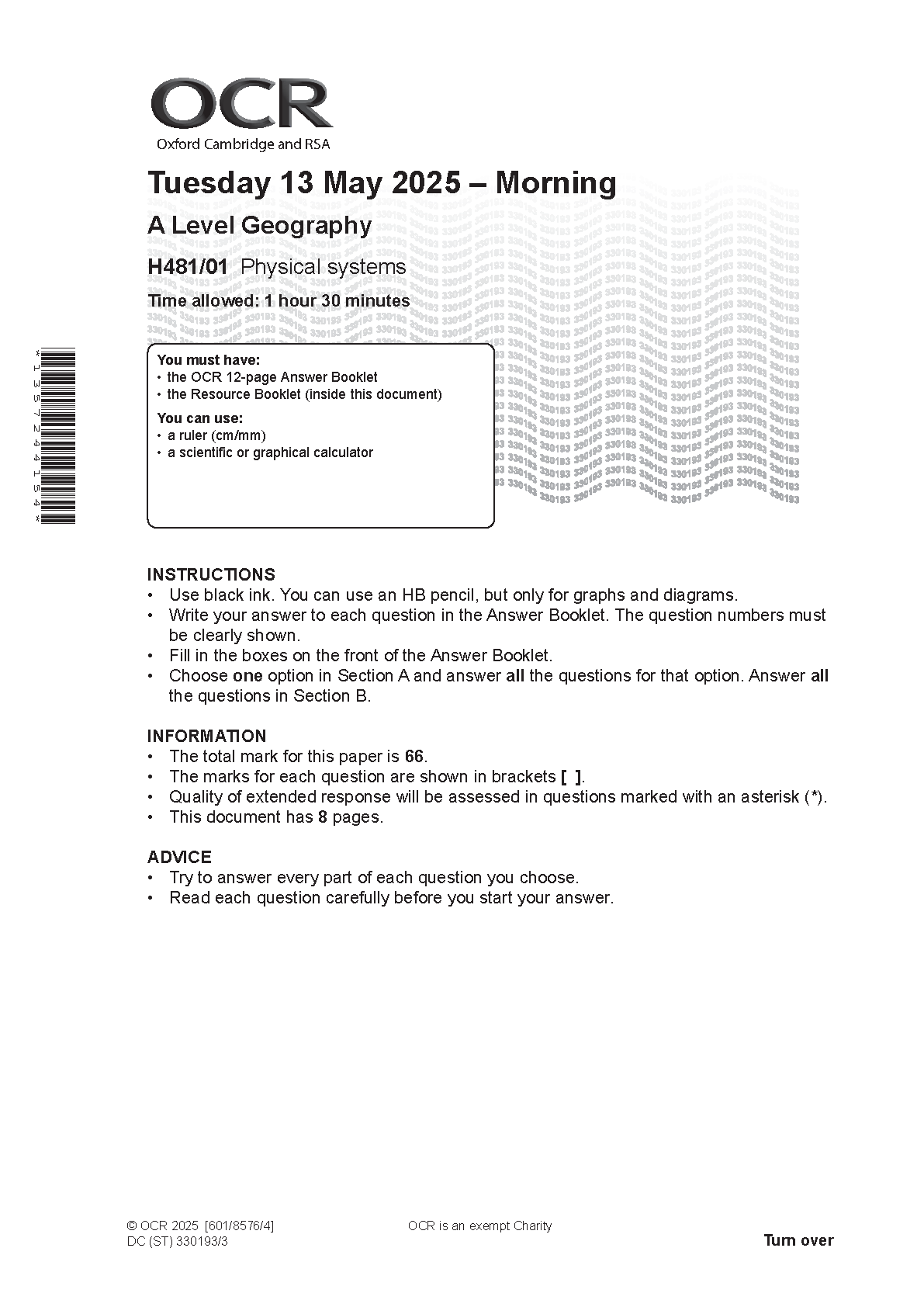 OCR A Level Geography Paper 1 2025 Question Paper IMG-1
