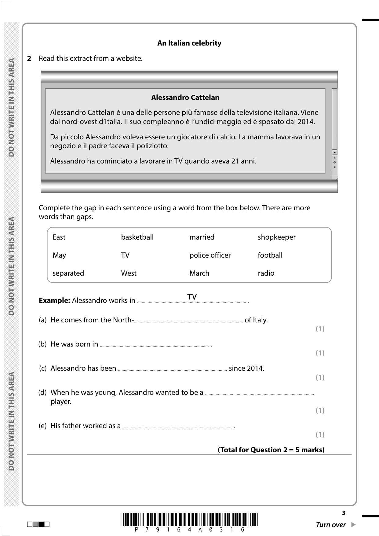 Pearson Edexcel GCSE Italian Paper 3F 2025 Question Paper IMG-3