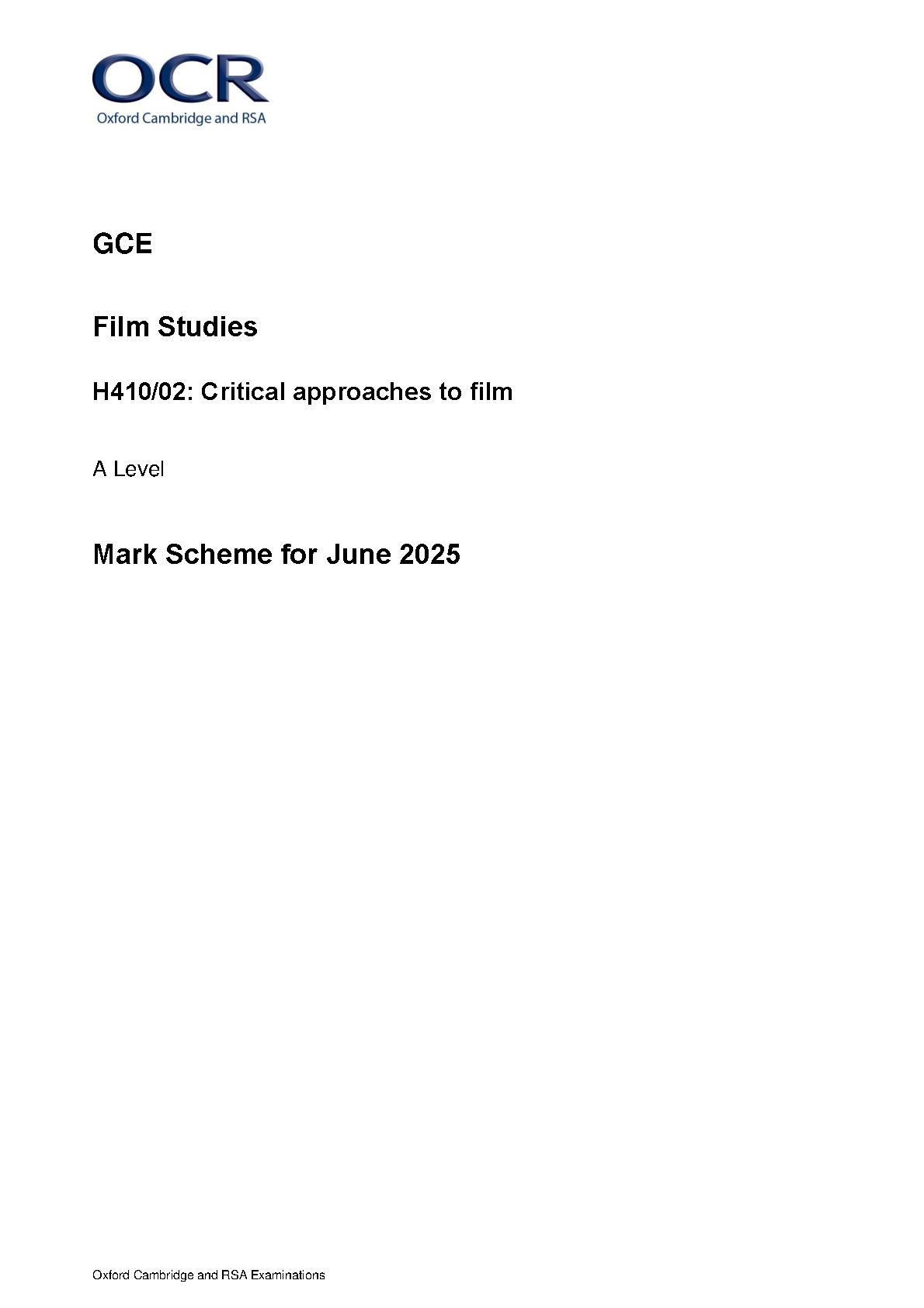 OCR A Level Film Studies Paper 2 2025 Mark Scheme IMG-1