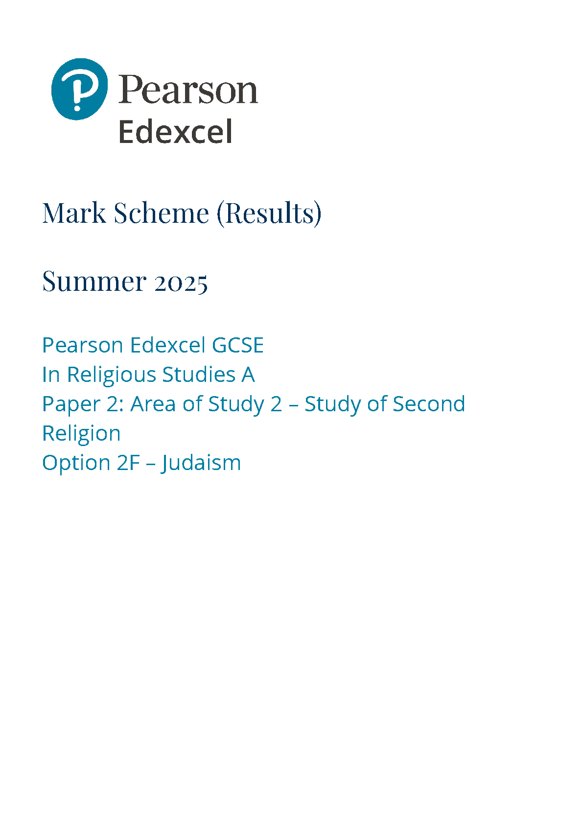 Pearson Edexcel GCSE Religious Studies Paper 2f 2025 MS IMG-1