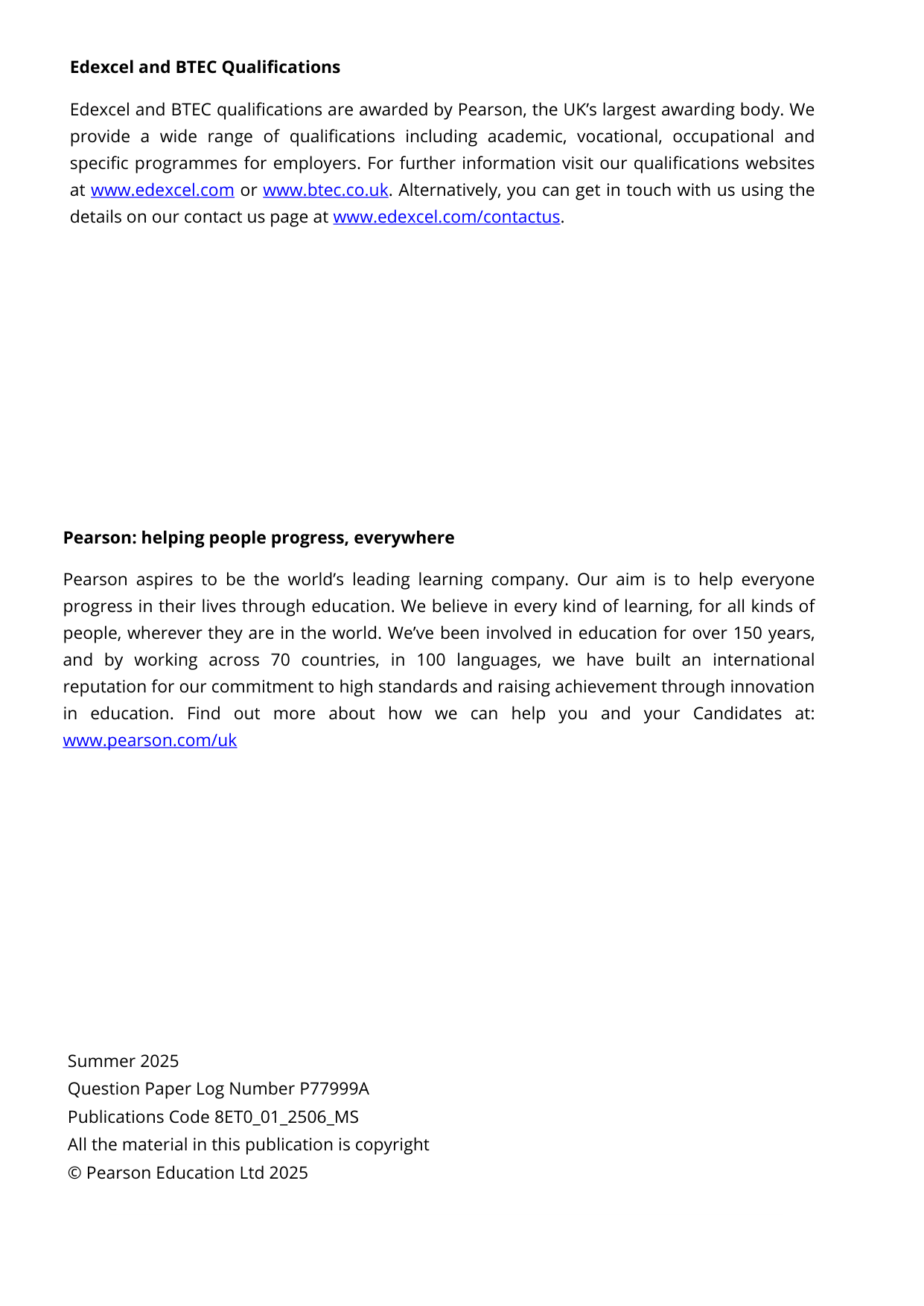 Pearson Edexcel AS English Literature 2025 Paper 1 MS