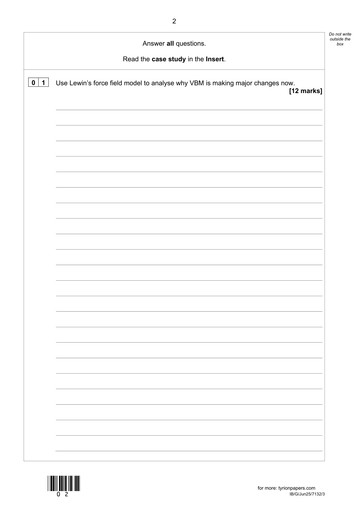 AQA A Level Business Paper 3 2025 Question Paper PDF