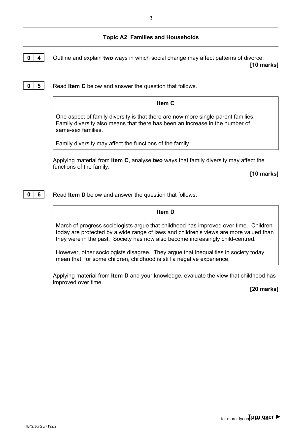 AQA A Level Sociology Paper 2 2025 Question Paper IMG-3