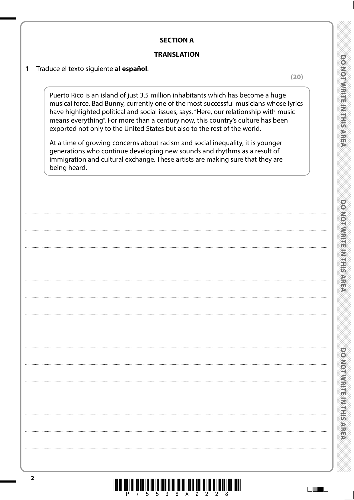 Pearson Edexcel A Level Spanish Paper 2 2025 Question Paper