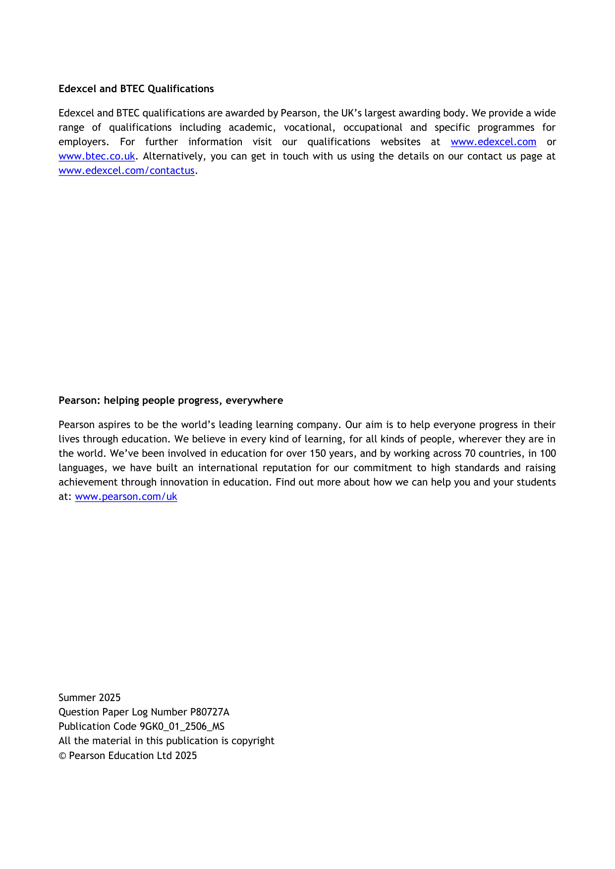 Pearson Edexcel A Level Greek Paper 1 2025 Mark Scheme