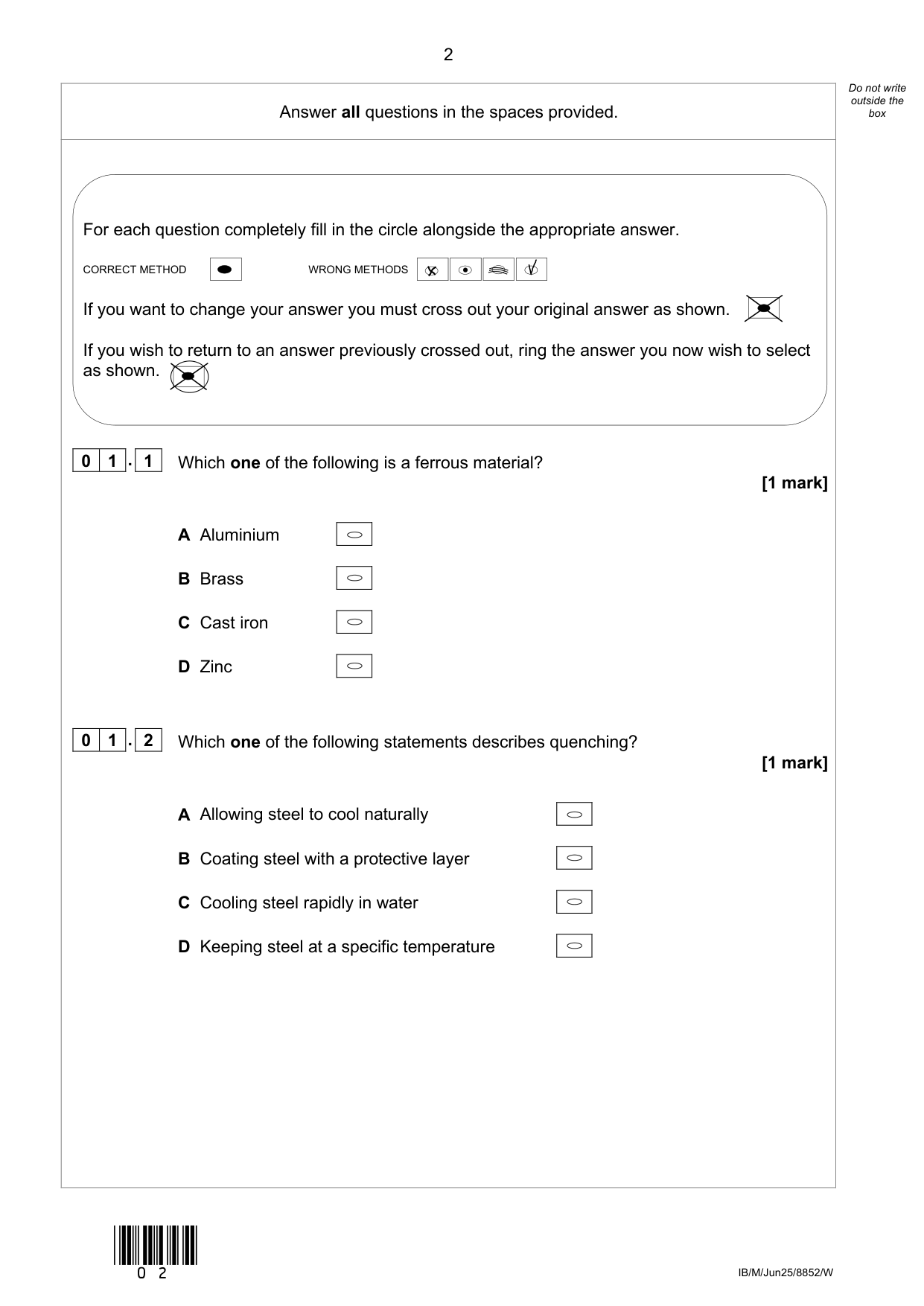 AQA GCSE Engineering Unit 1 2025 QP PDF