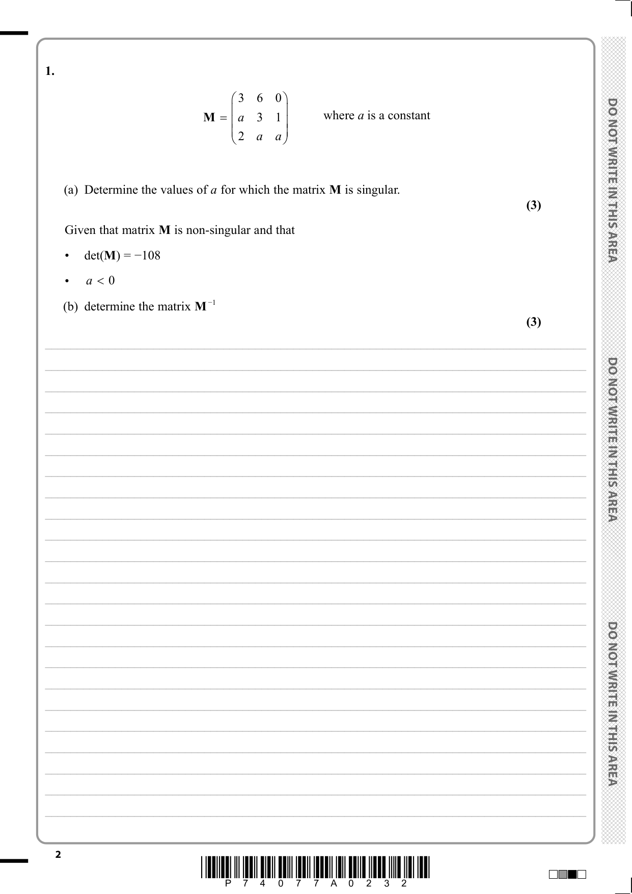 Pearson Edexcel A Level Further Mathematics Paper 1 2025 QP