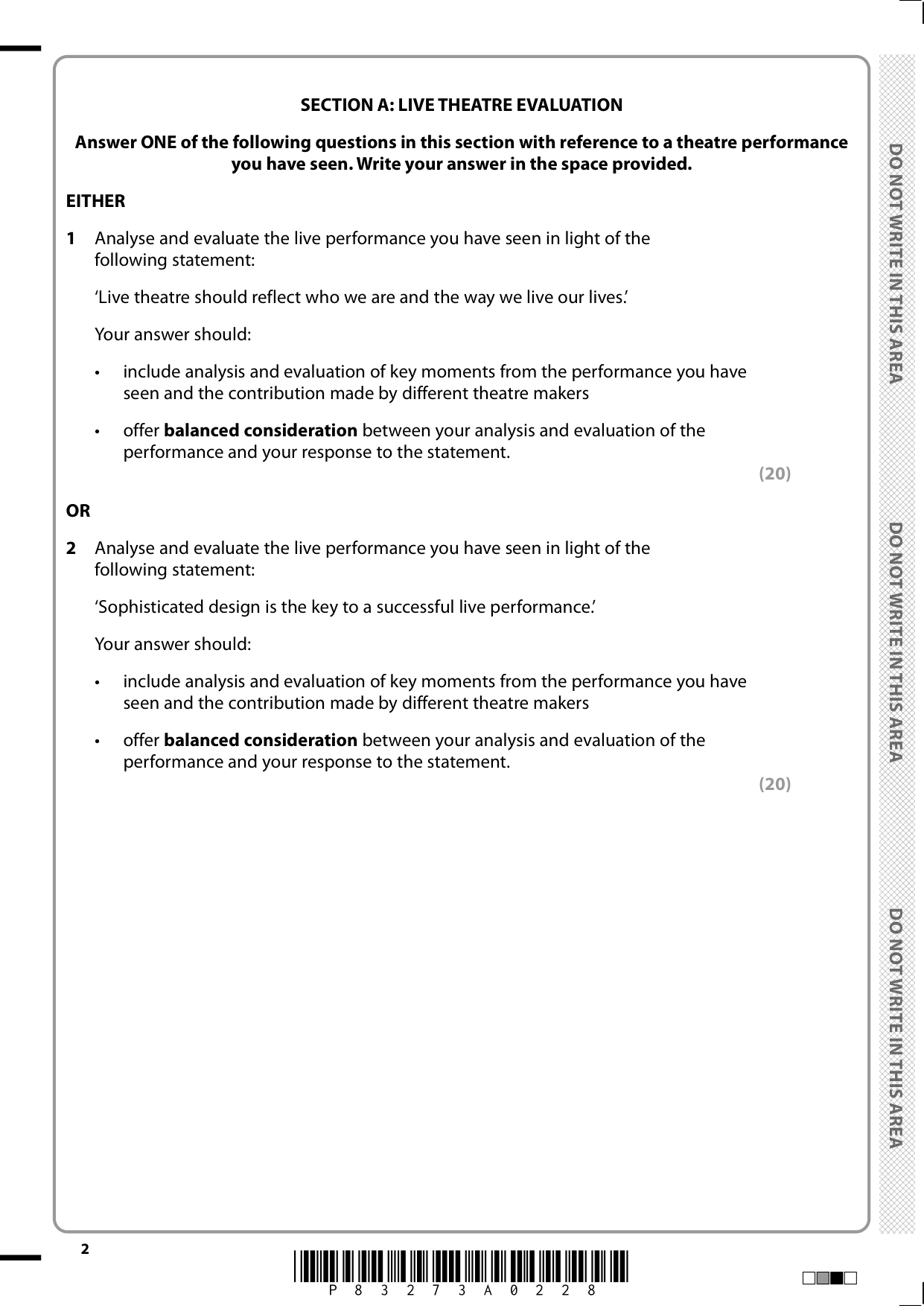 Pearson Edexcel A Level Drama and Theatre Paper 3 2025 QP