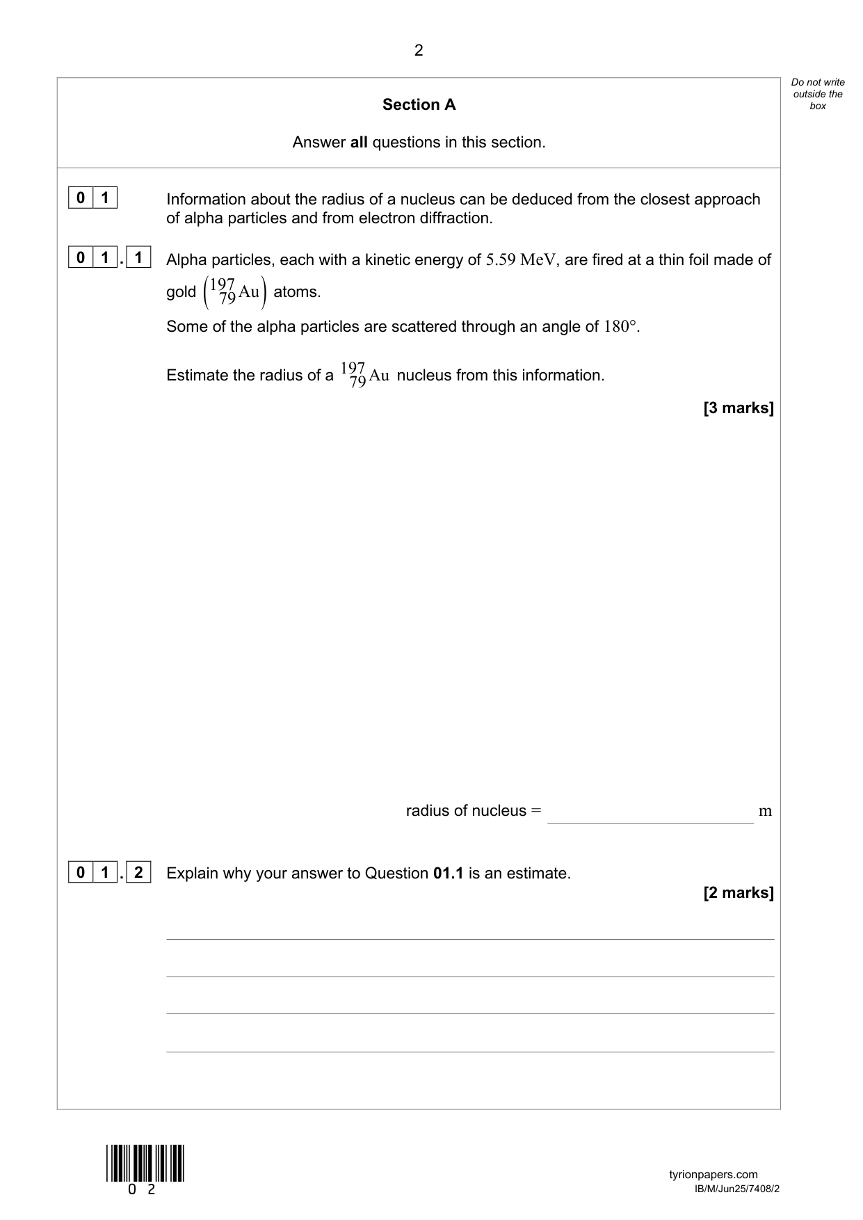 AQA A Level Physics Paper 2 2025 Question Paper