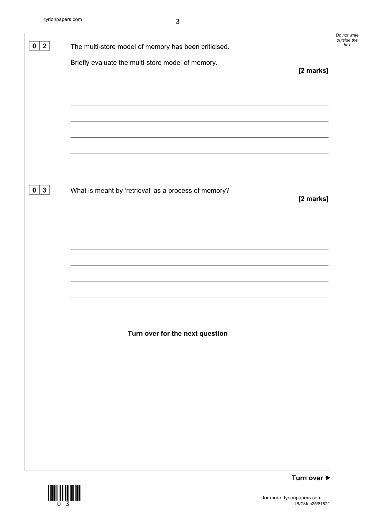 AQA GCSE Psychology Paper 1 2025 Question Paper IMG-3
