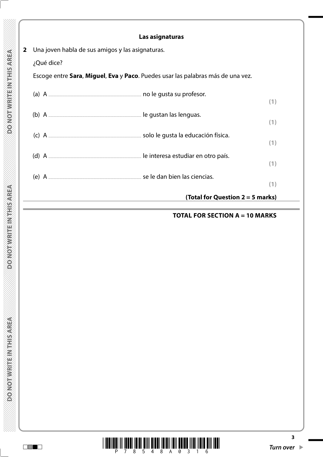 Pearson Edexcel GCSE Spanish Paper 1h 2025 Question Paper IMG-3