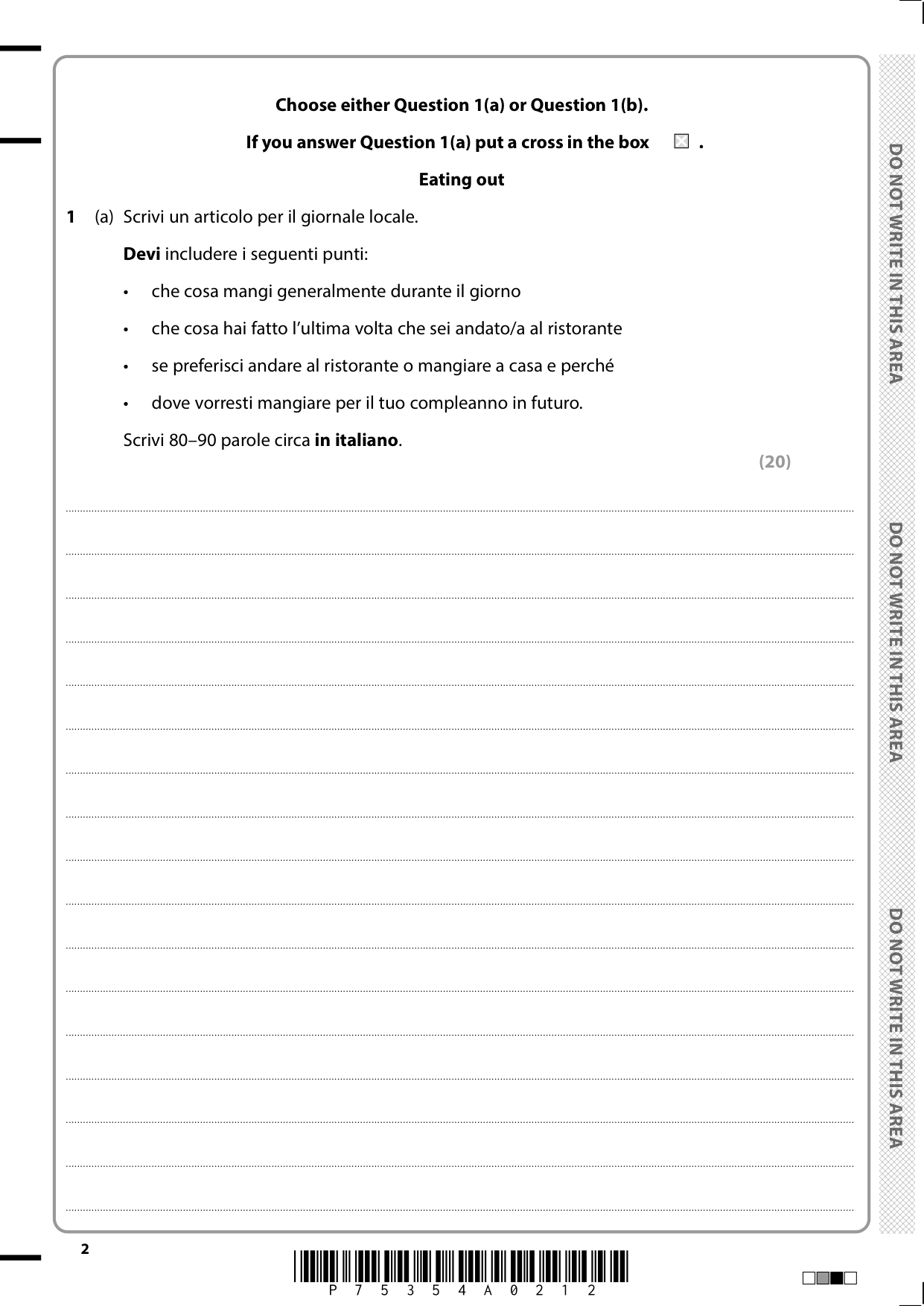 Pearson Edexcel GCSE Italian Paper 4H 2025 Question Paper