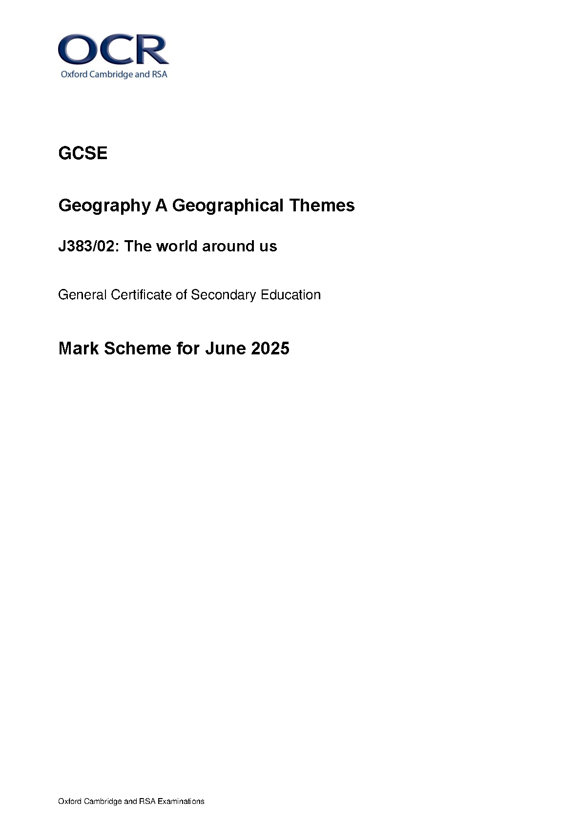 OCR GCSE Geography Paper 2 2025 Mark Scheme PDF IMG-1