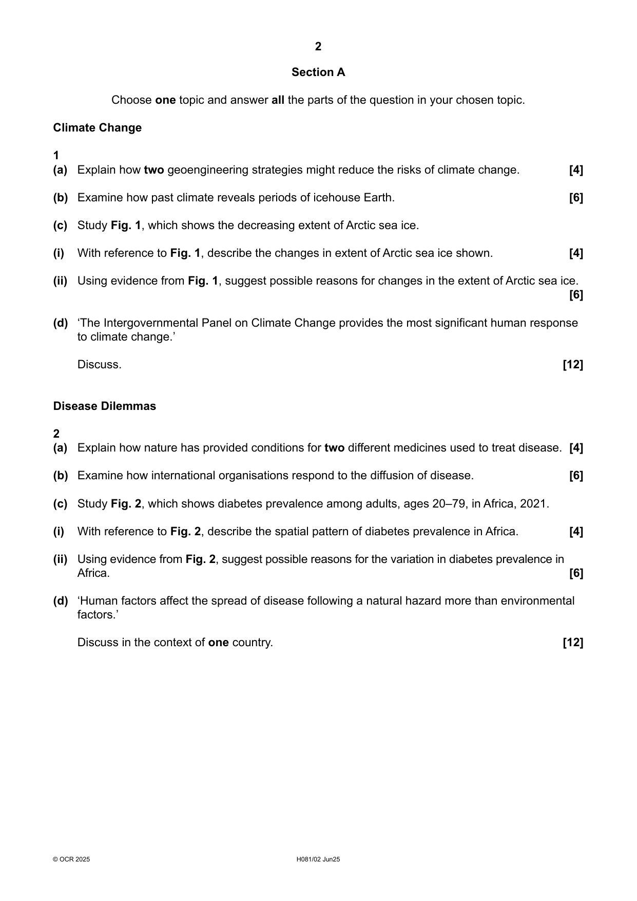 OCR AS Geography Paper 2 2025 Question Paper PDF