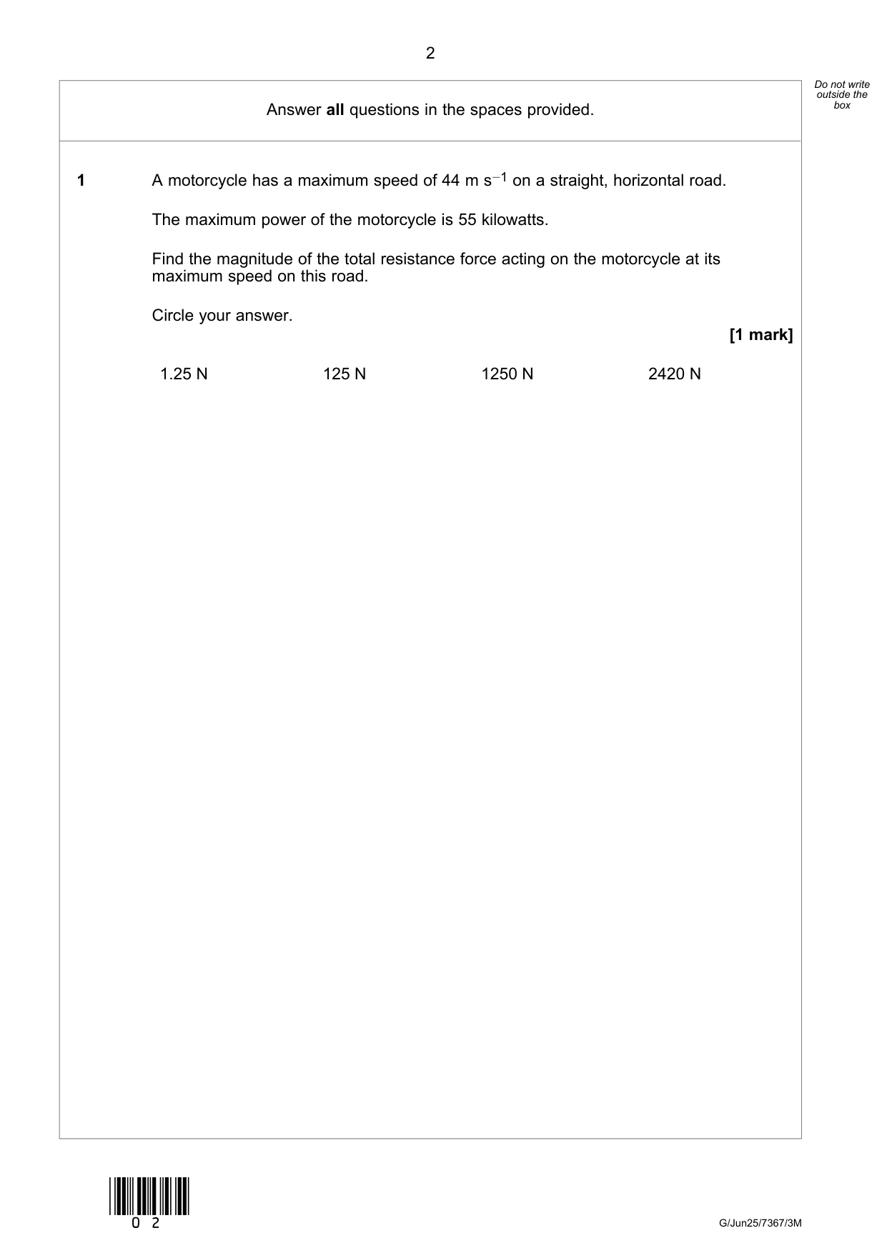 AQA Further Mathematics Paper 3M 2025 Question Paper PDF