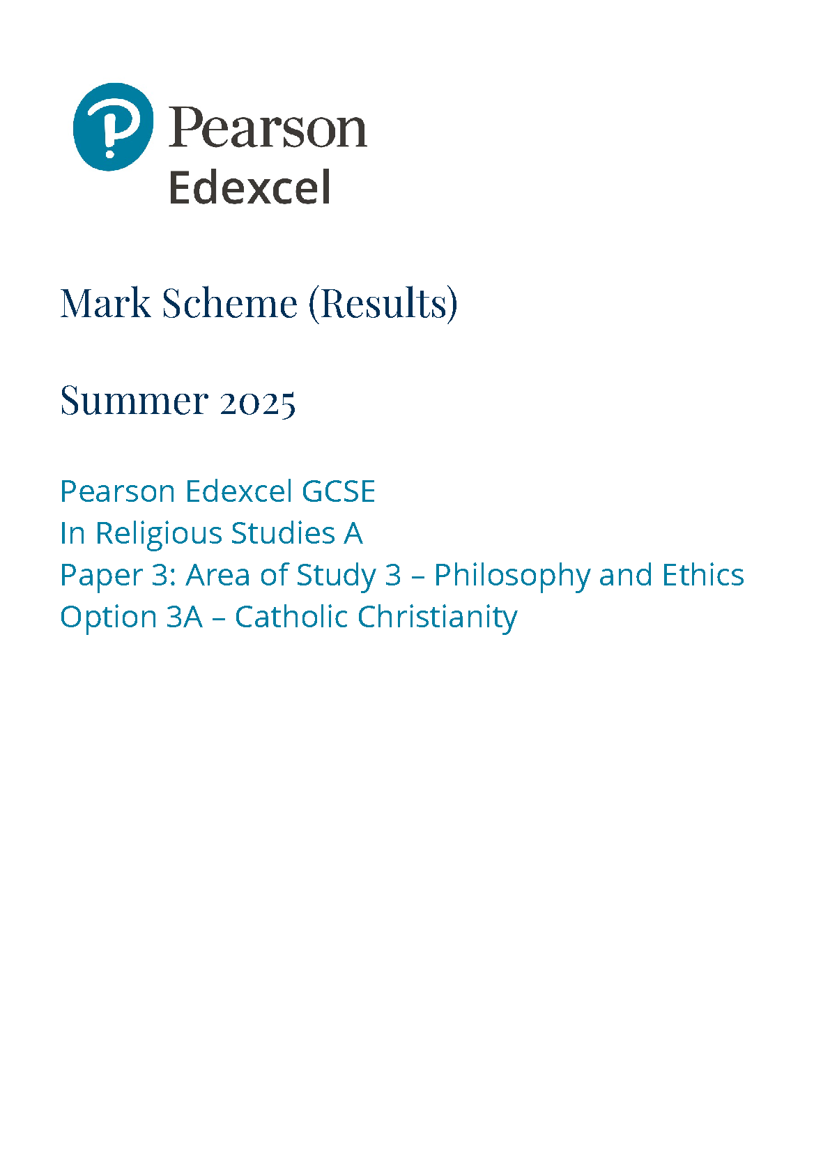 Pearson Edexcel GCSE Religious Studies Paper 3A 2025 MS IMG-1