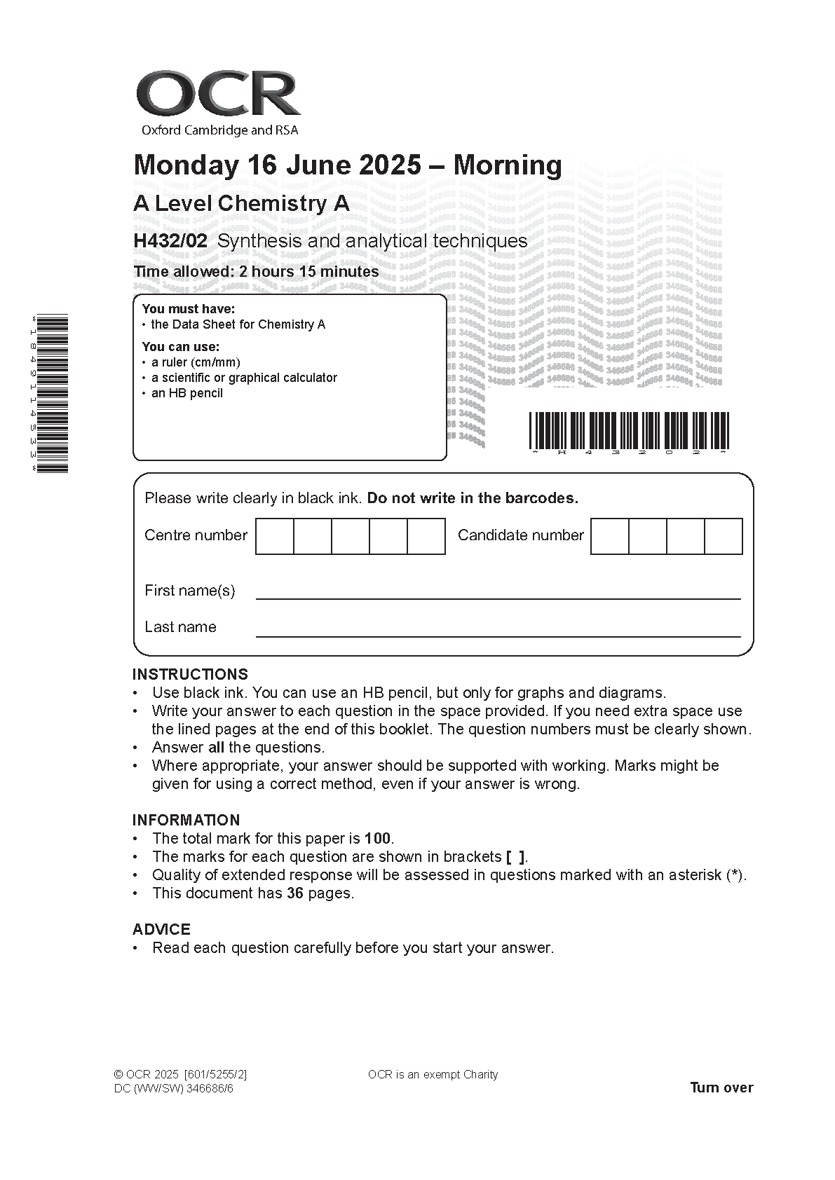 OCR A Level Chemistry A Paper 2 2025 Question Paper IMG-1