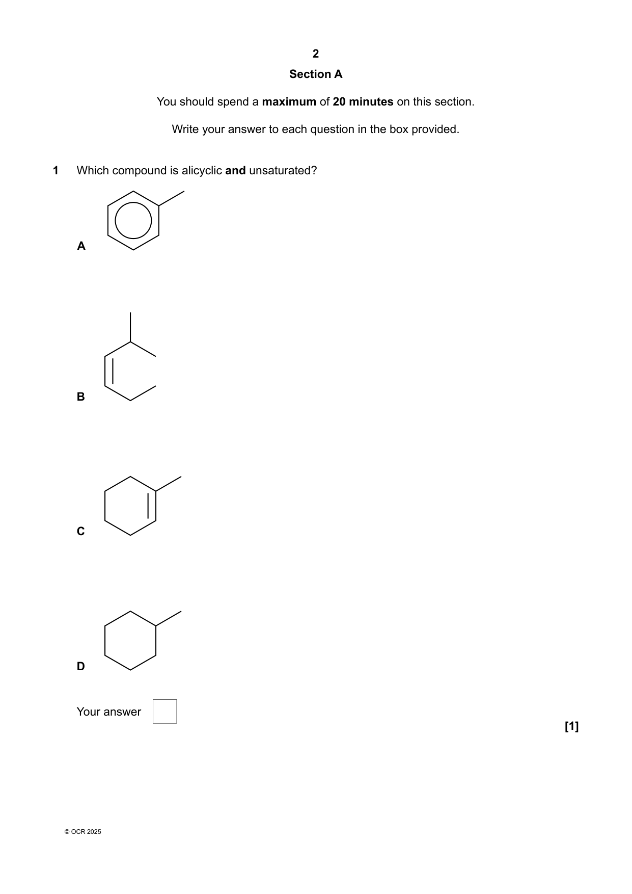 OCR A Level Chemistry A Paper 2 2025 Question Paper