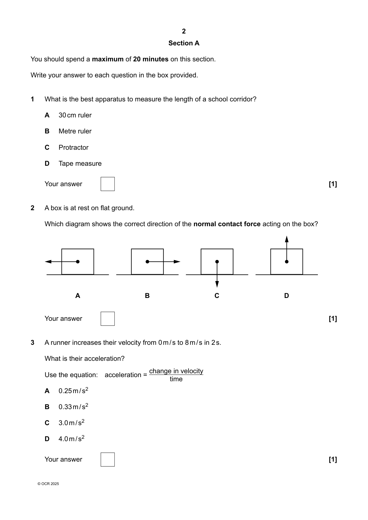 OCR GCSE Combined Science A Physics Paper 5 2025 QP