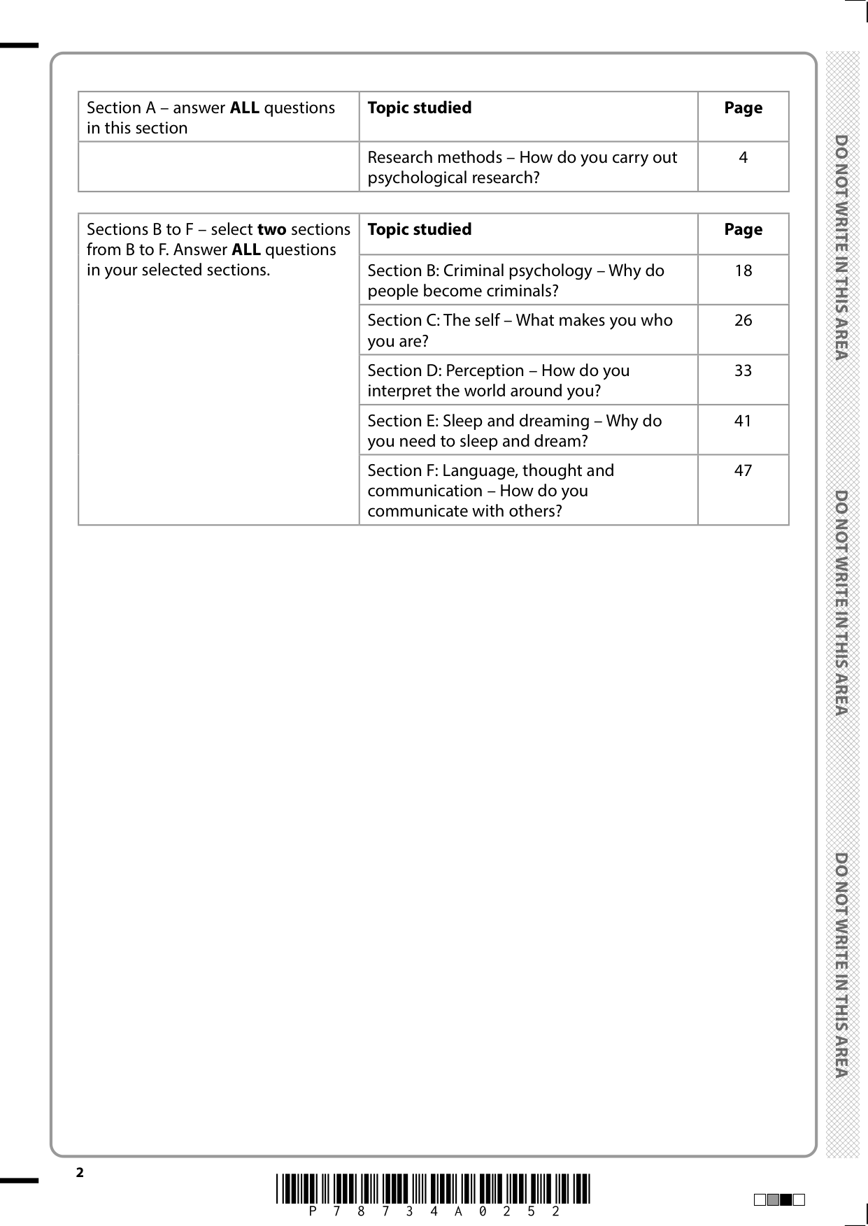 Pearson Edexcel GCSE Psychology Paper 2  2025 Question Paper