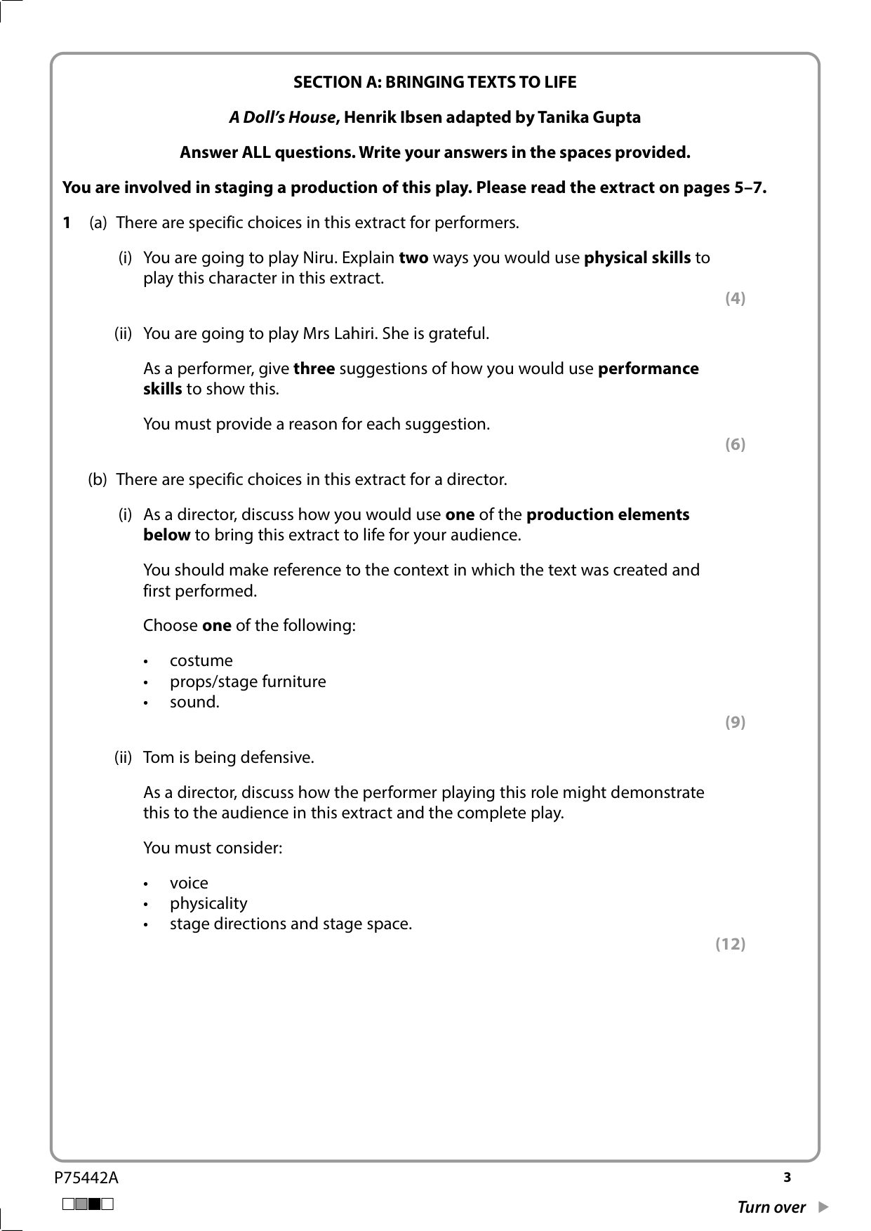 Pearson Edexcel GCSE Drama 2025 Paper 3A Question Paper IMG-3