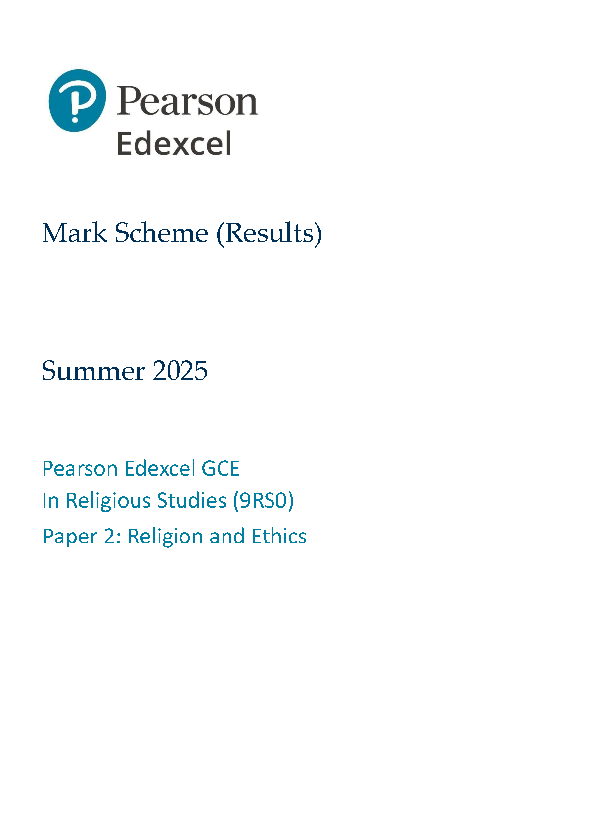 Pearson Edexcel A Level Religious Studies Paper 2 2025 Ms IMG-1