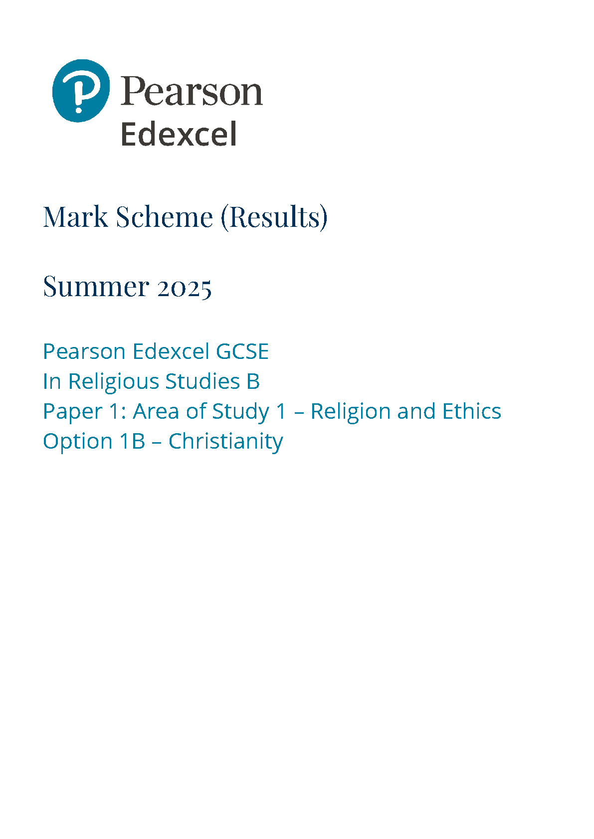 Pearson Edexcel GCSE Religious Studies B Paper 1B 2025 MS IMG-1