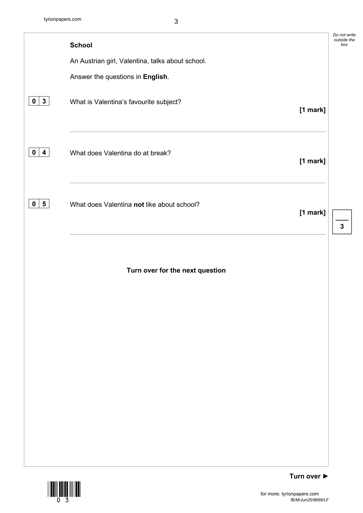 AQA GCSE German Paper 1F 2025 Listening Paper IMG-3