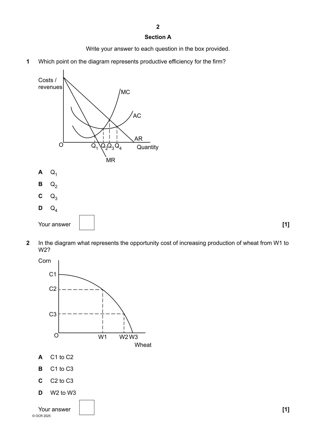 OCR A Level Economics Paper 3 Question Paper