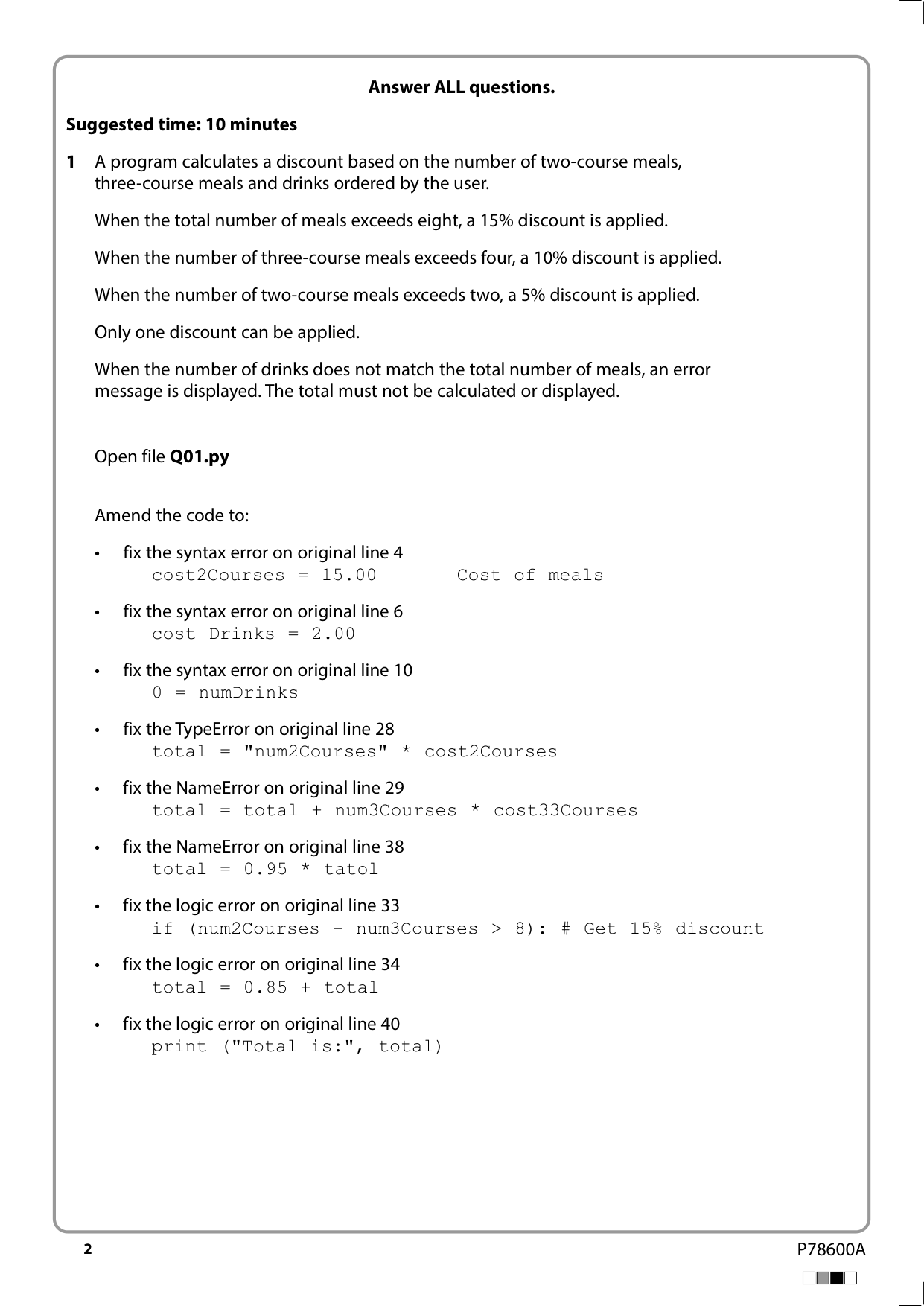 Pearson Edexcel GCSE Computer Science Paper 2 2025 Q P