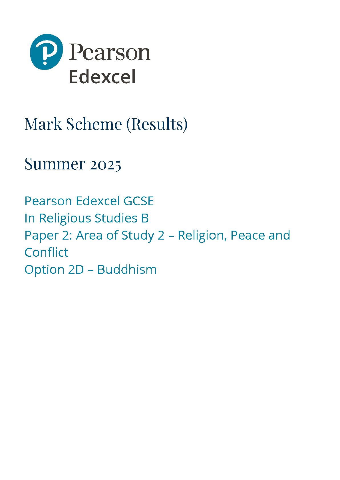 Pearson Edexcel GCSE Religious Studies B Paper 2D 2025 MS IMG-1