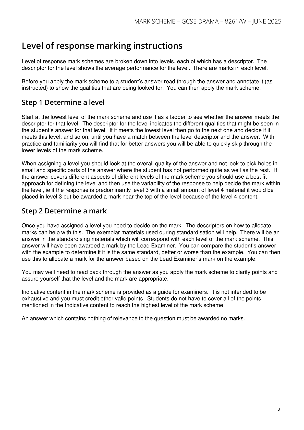AQA GCSE Drama 2025 Mark Scheme IMG-3
