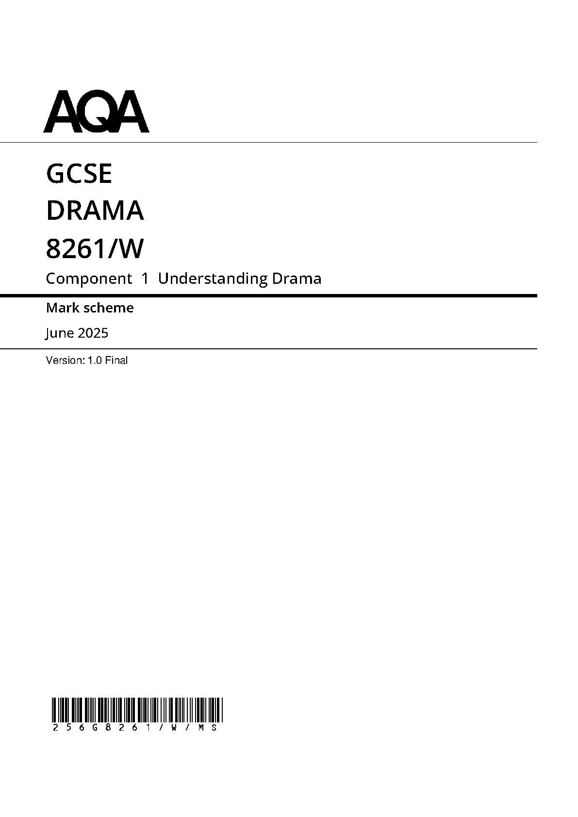 AQA GCSE Drama 2025 Mark Scheme