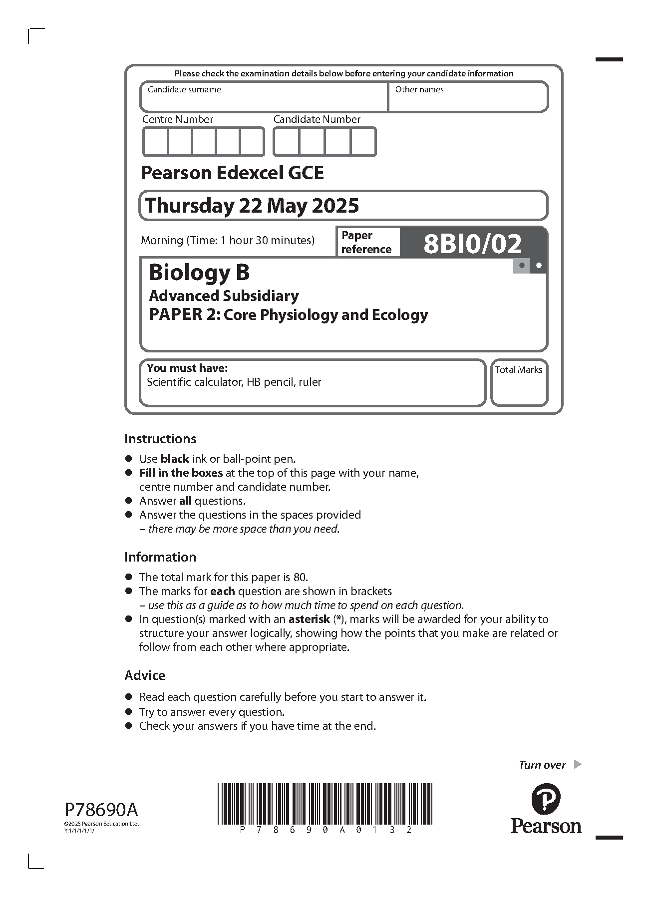 Pearson Edexcel AS Biology B Paper 2 2025 Question Paper IMG-1