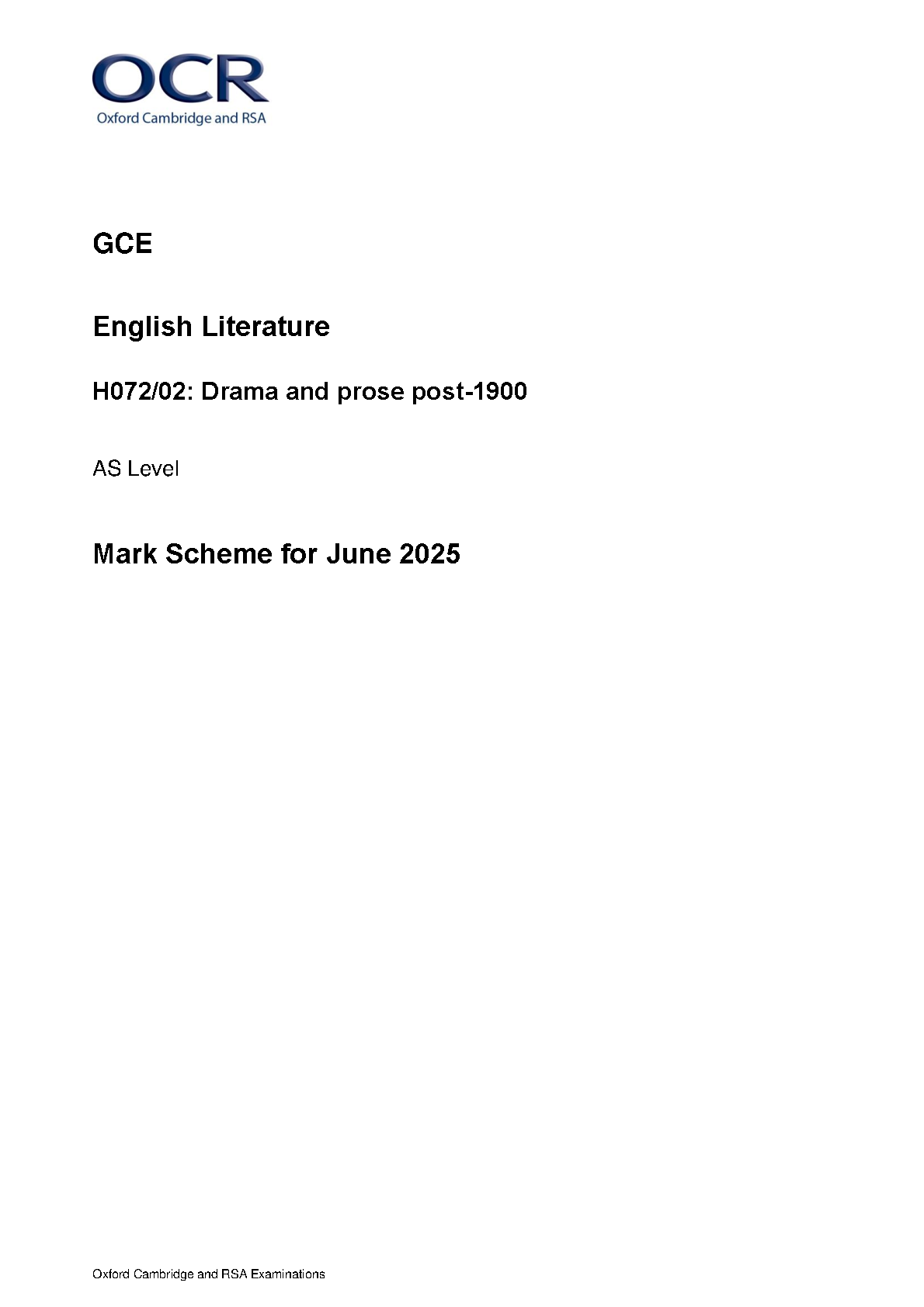 OCR AS English Literature Paper 2 2025 Mark Scheme IMG-1