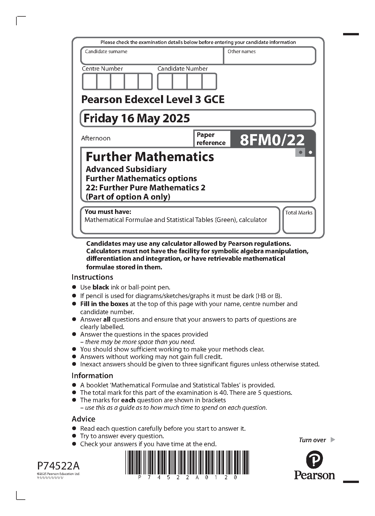 Pearson Edexcel AS Further Mathematics Paper 22 2025 QP IMG-1