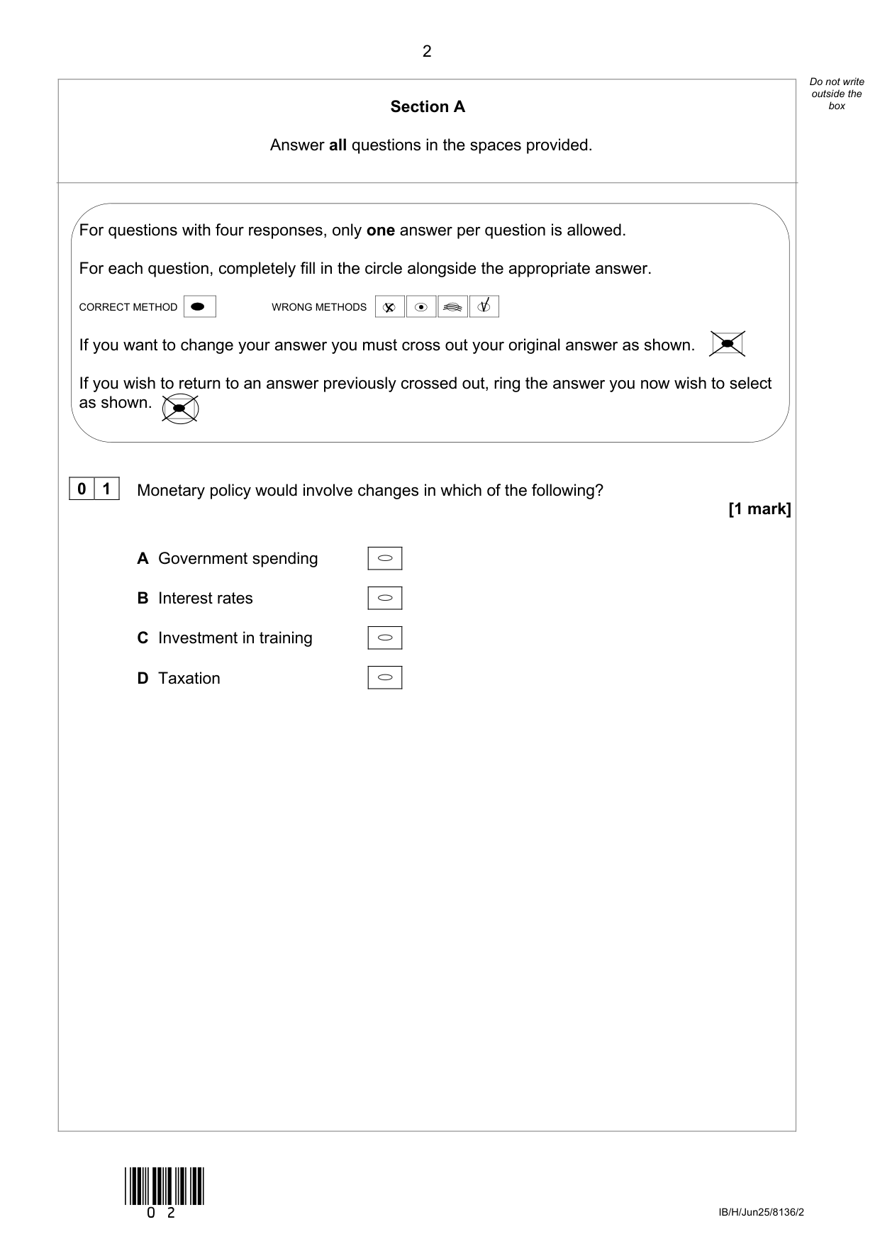 AQA GCSE Economics Paper 2 2025 QP PDF