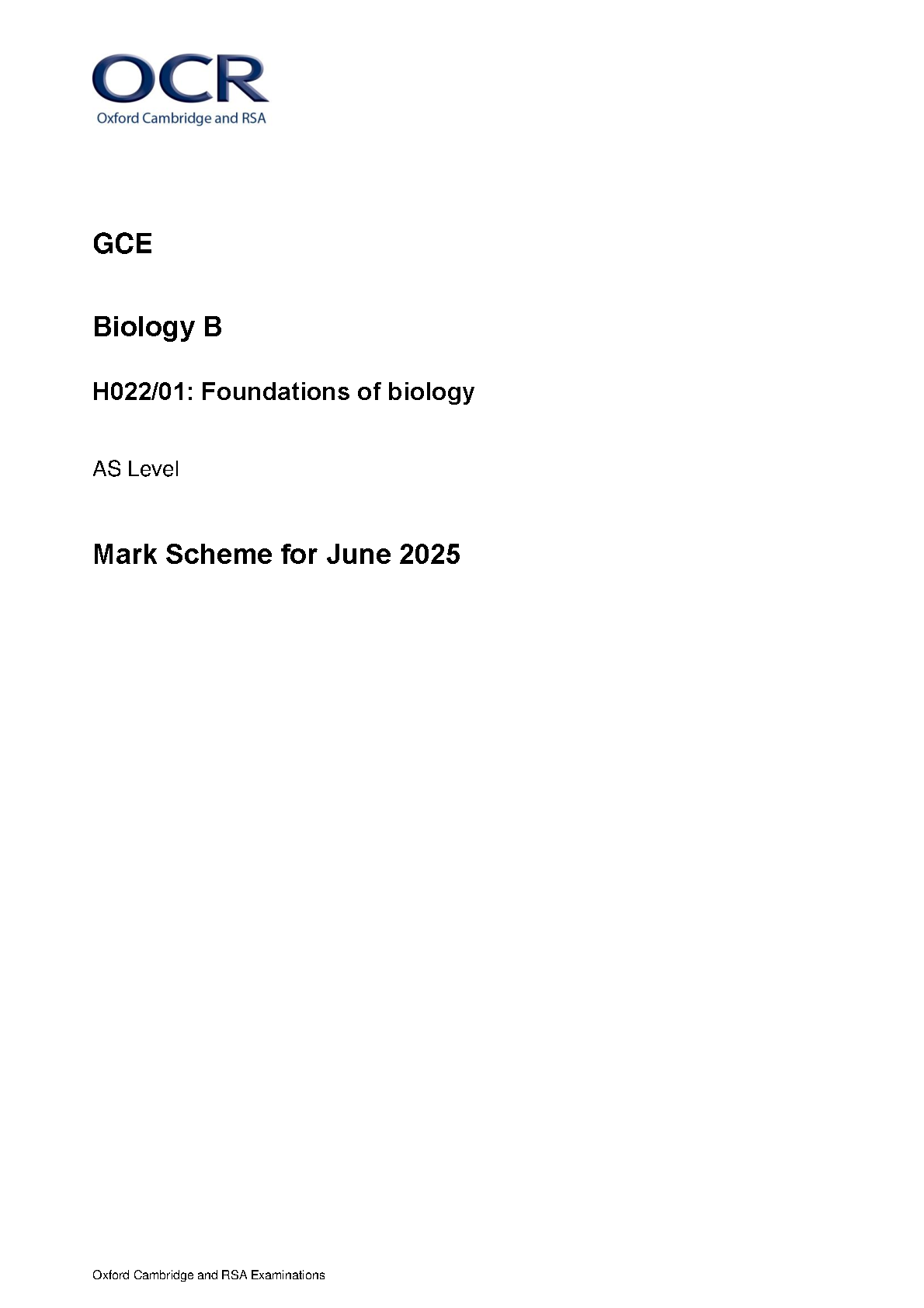 OCR AS Biology B Paper 1 2025 Mark Scheme PDF IMG-1