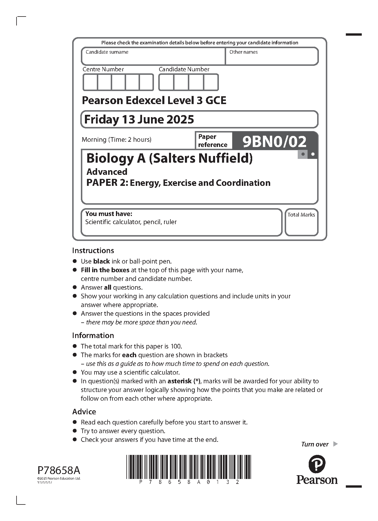 Pearson Edexcel A Level Biology Paper 2 2025 Question Paper IMG-1