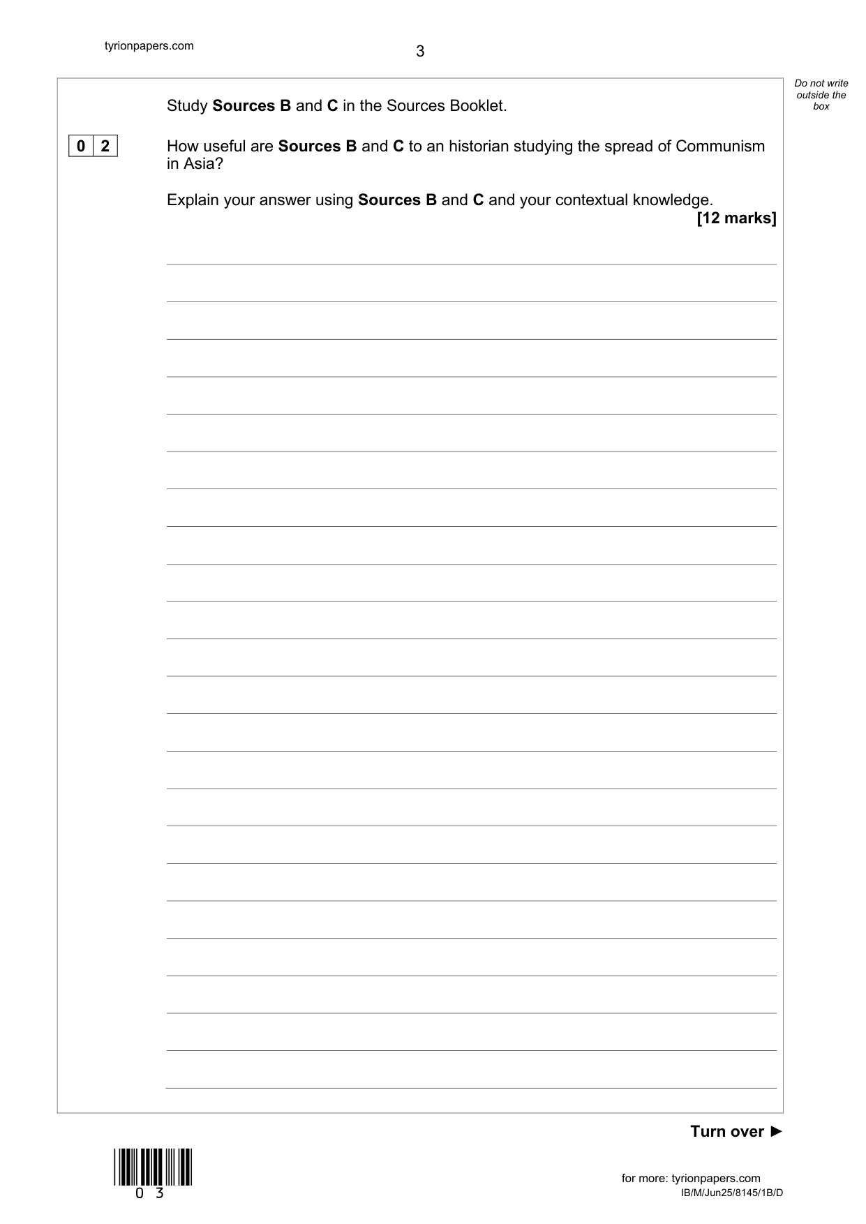 AQA GCSE History Paper 1B Section B/D 2025 Question Paper IMG-3