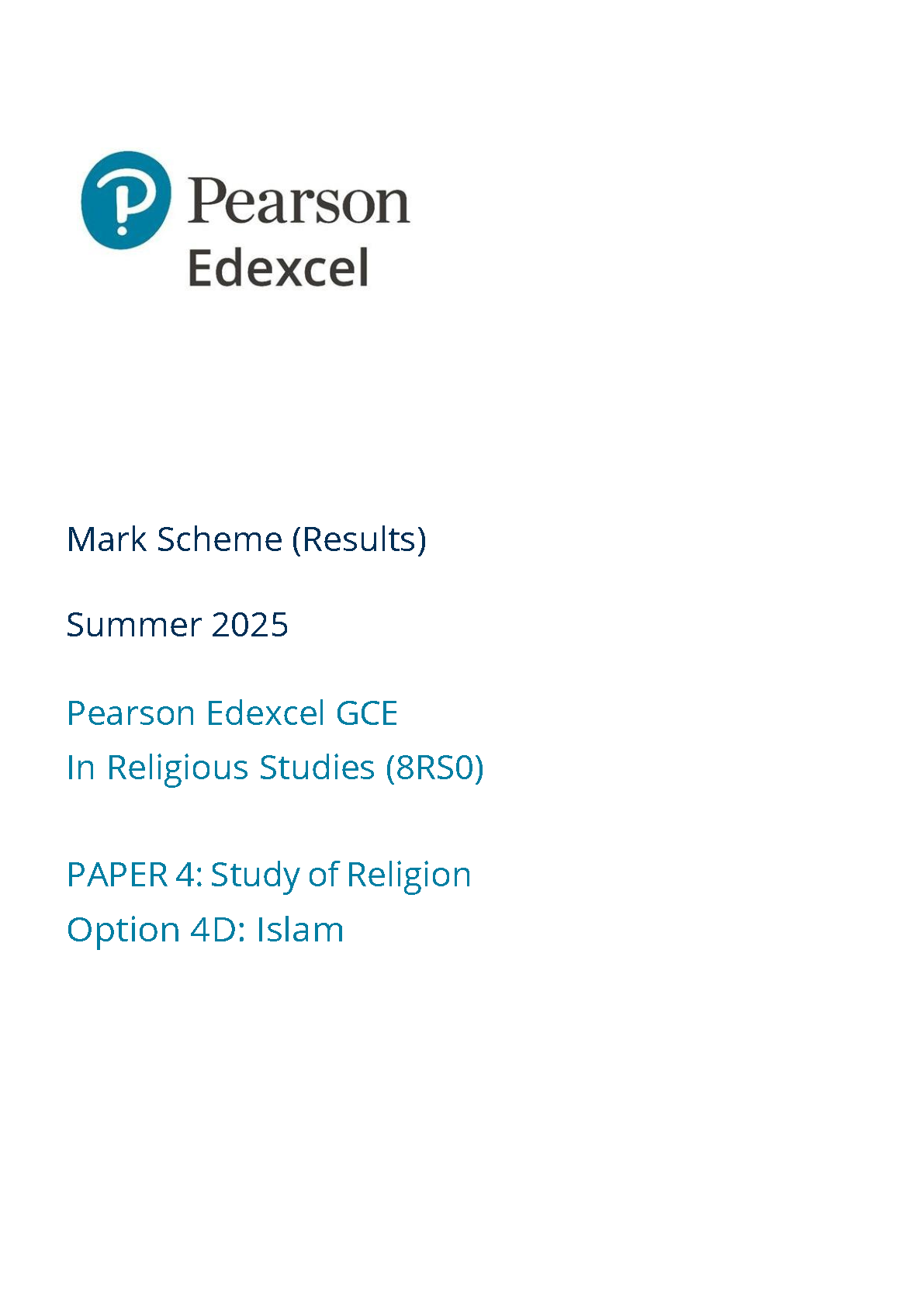 Pearson Edexcel AS Religious Studies Paper 4D 2025 Ms IMG-1