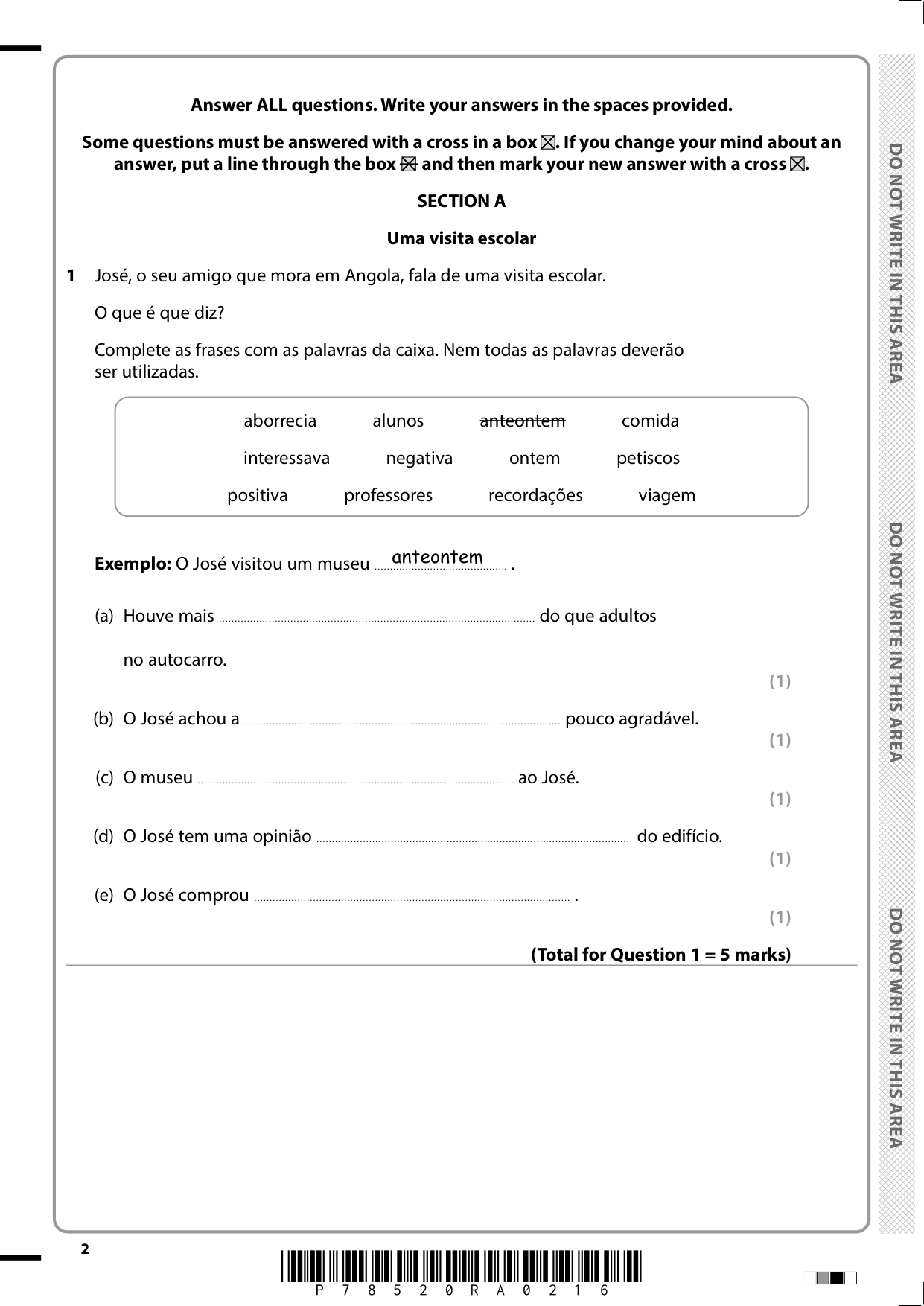 Pearson Edexcel GCSE Portuguese Paper 1H 2025 Question Paper