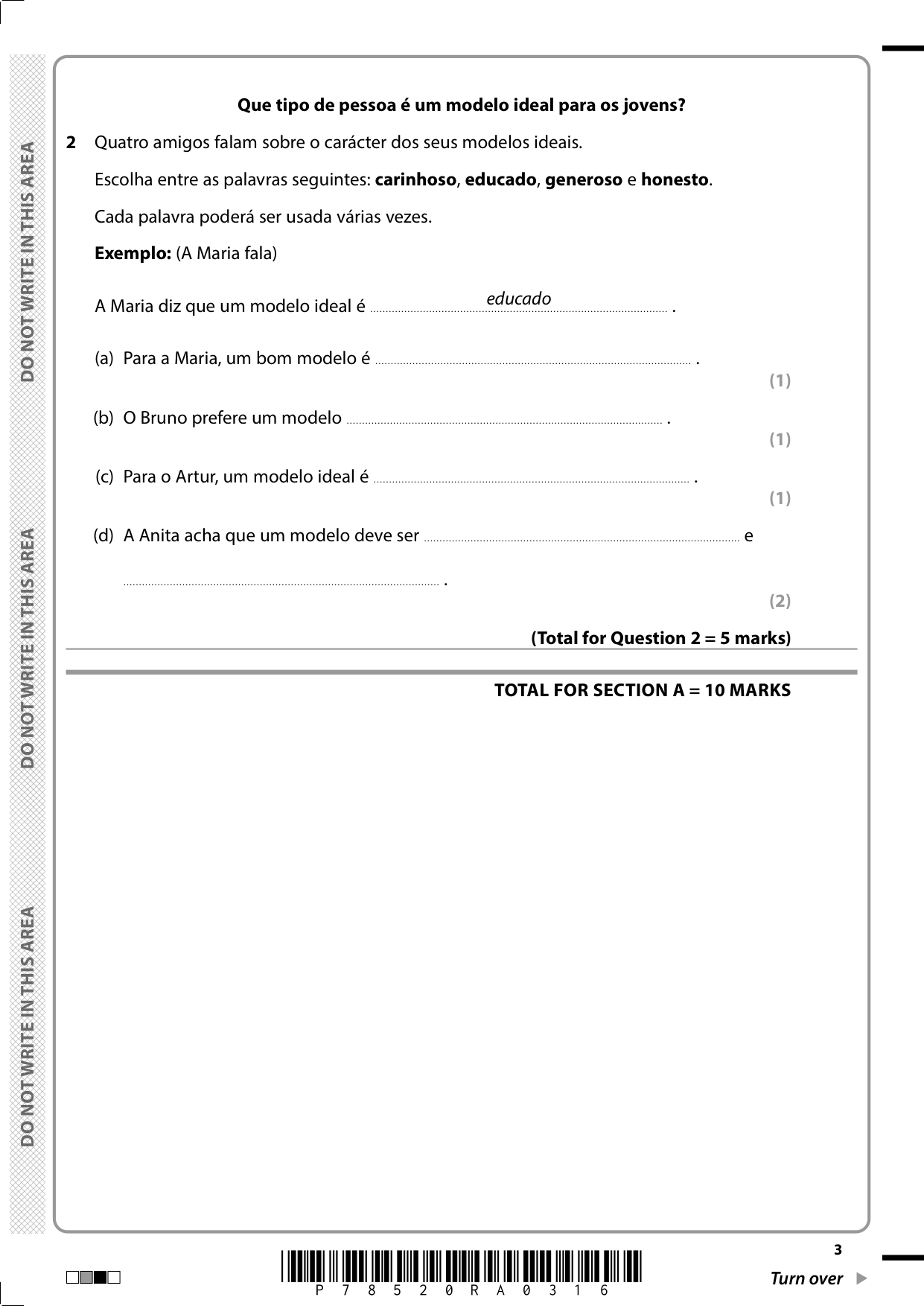 Pearson Edexcel GCSE Portuguese Paper 1H 2025 Question Paper IMG-3