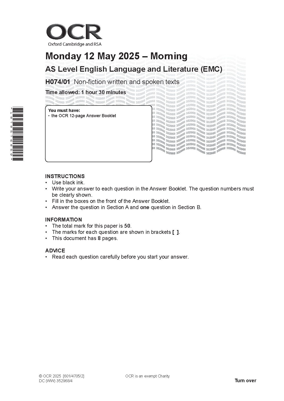 OCR AS English Language and Literature Paper 1 2025 QP IMG-1
