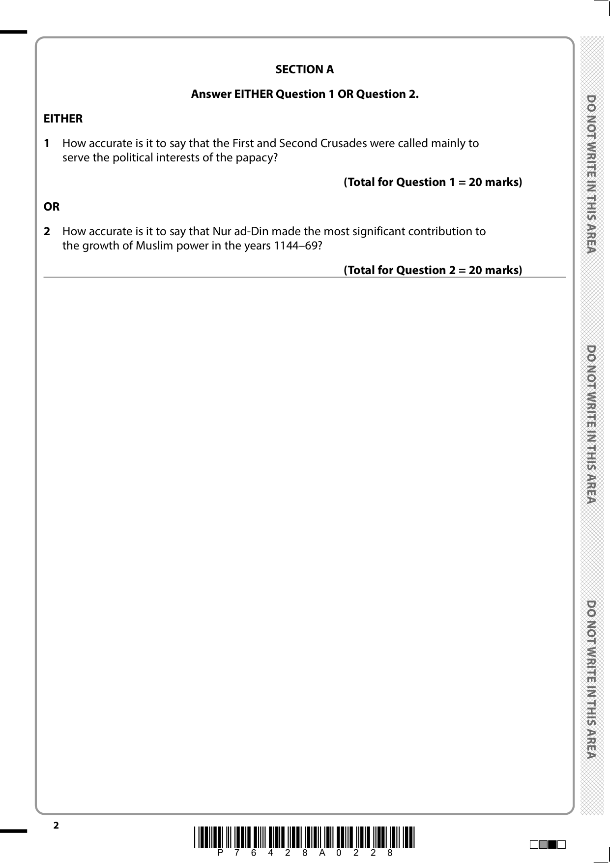 Pearson Edexcel A Level History Paper 1A 2025 Question Paper