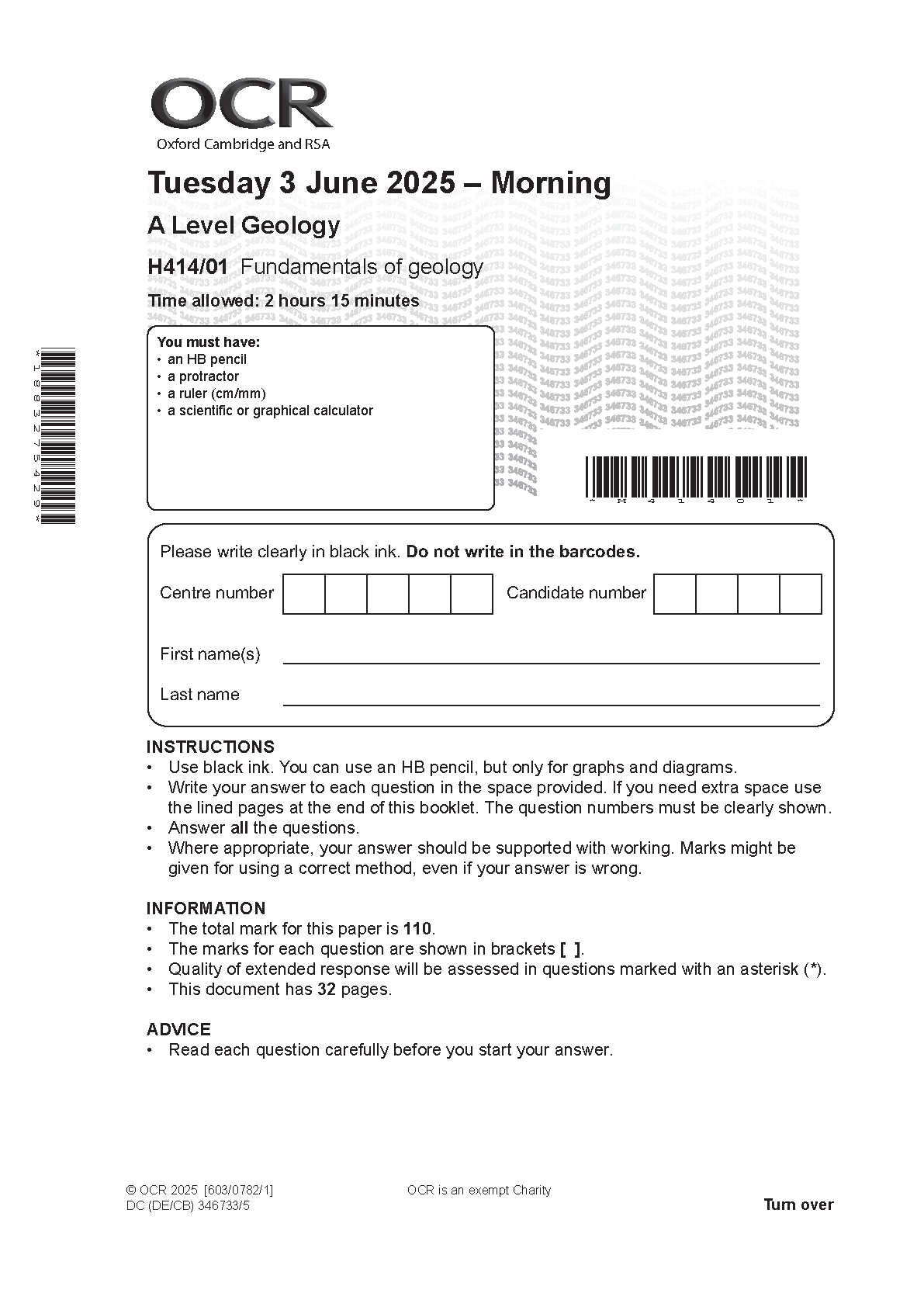 OCR A Level Geology Paper 1 2025 Question Paper IMG-1