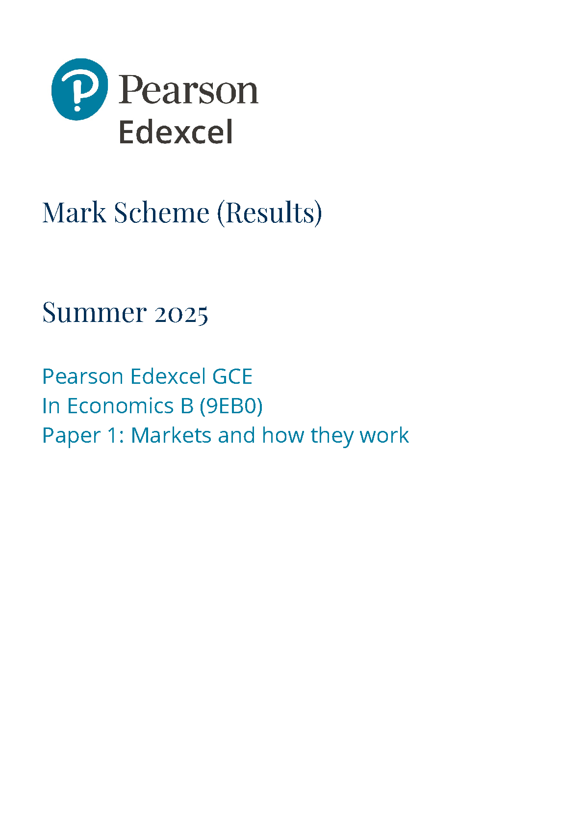 Pearson Edexcel A Level Economics B Paper 1 2025 Mark scheme IMG-1