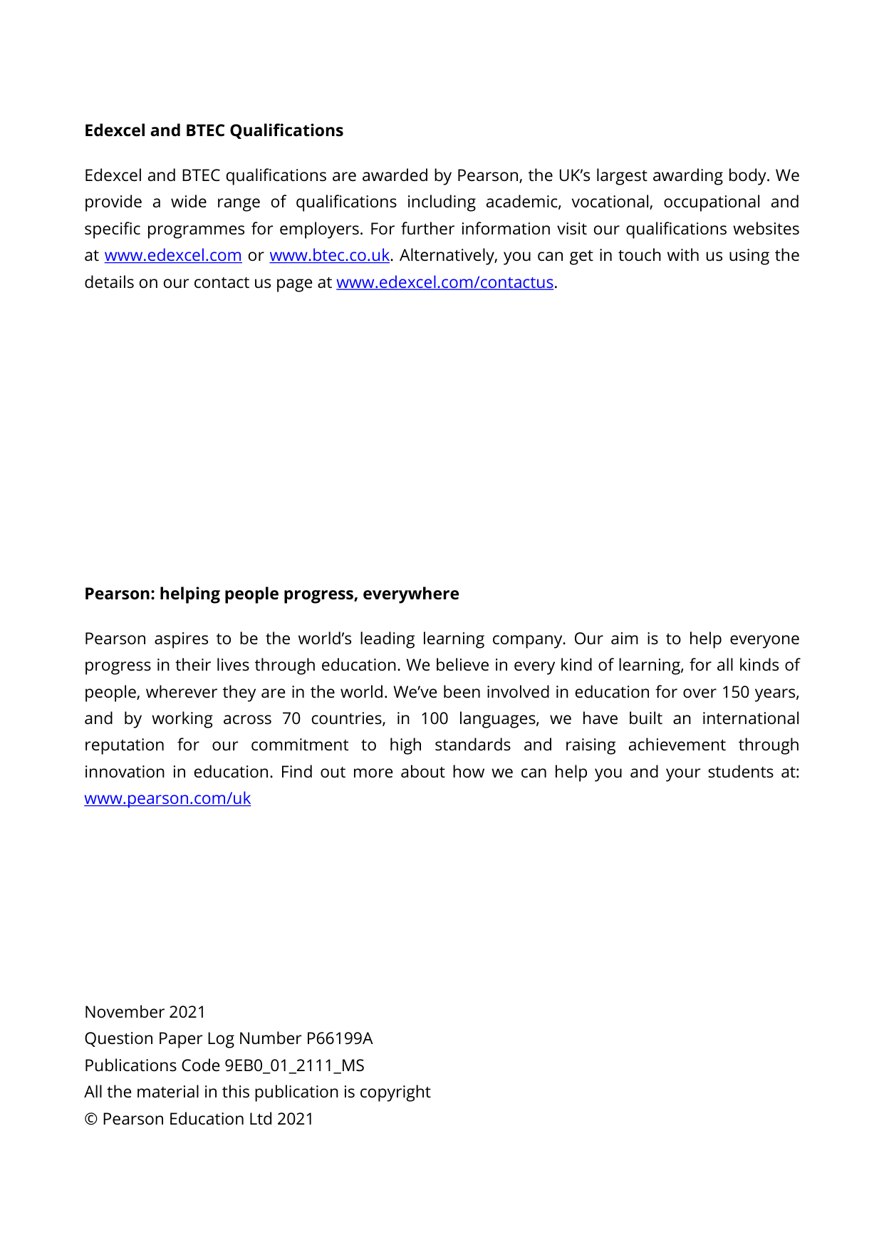 Pearson Edexcel A Level Economics B Paper 1 2025 Mark scheme